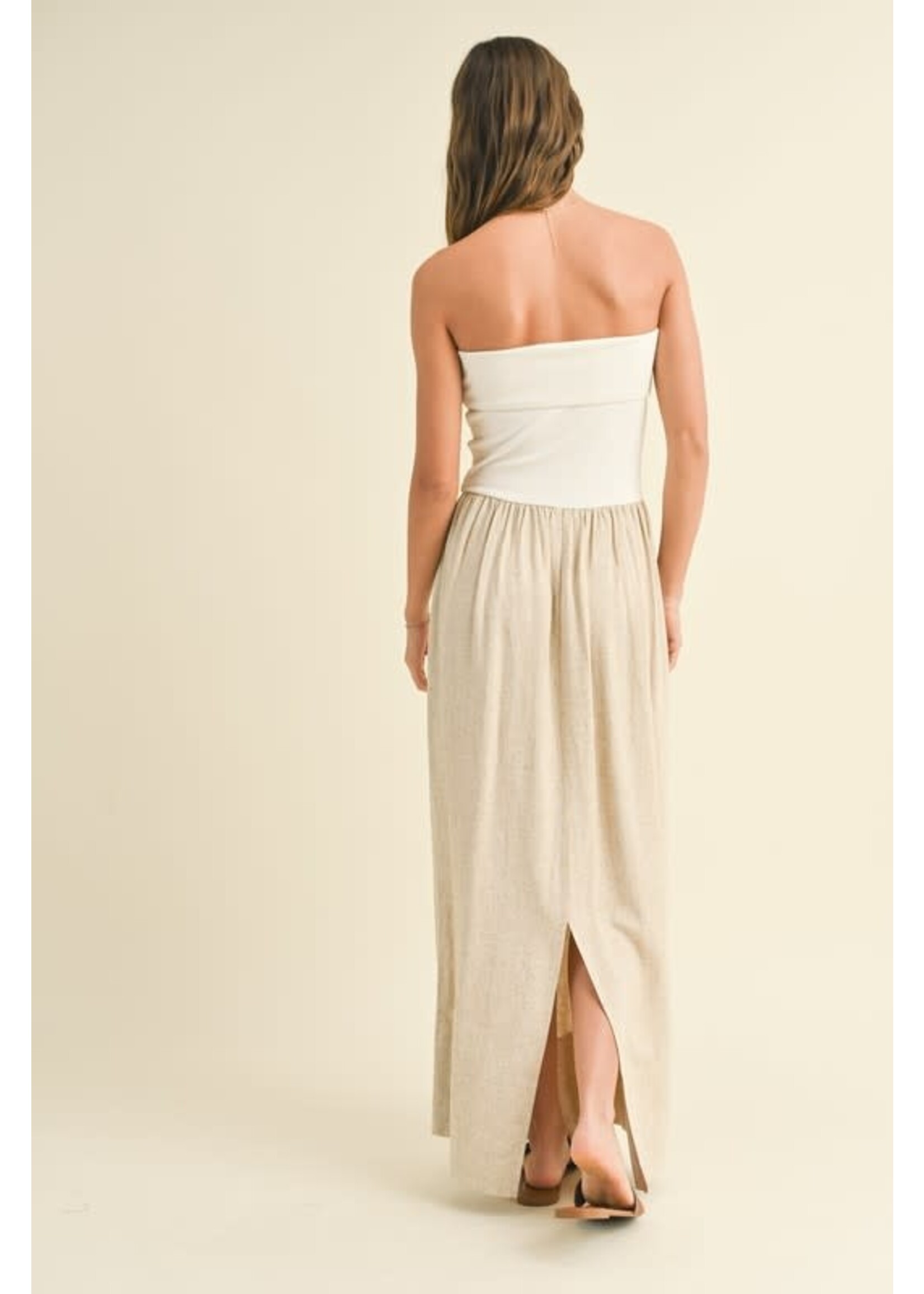 SOFT RIBBED KNIT LINEN DRESS
