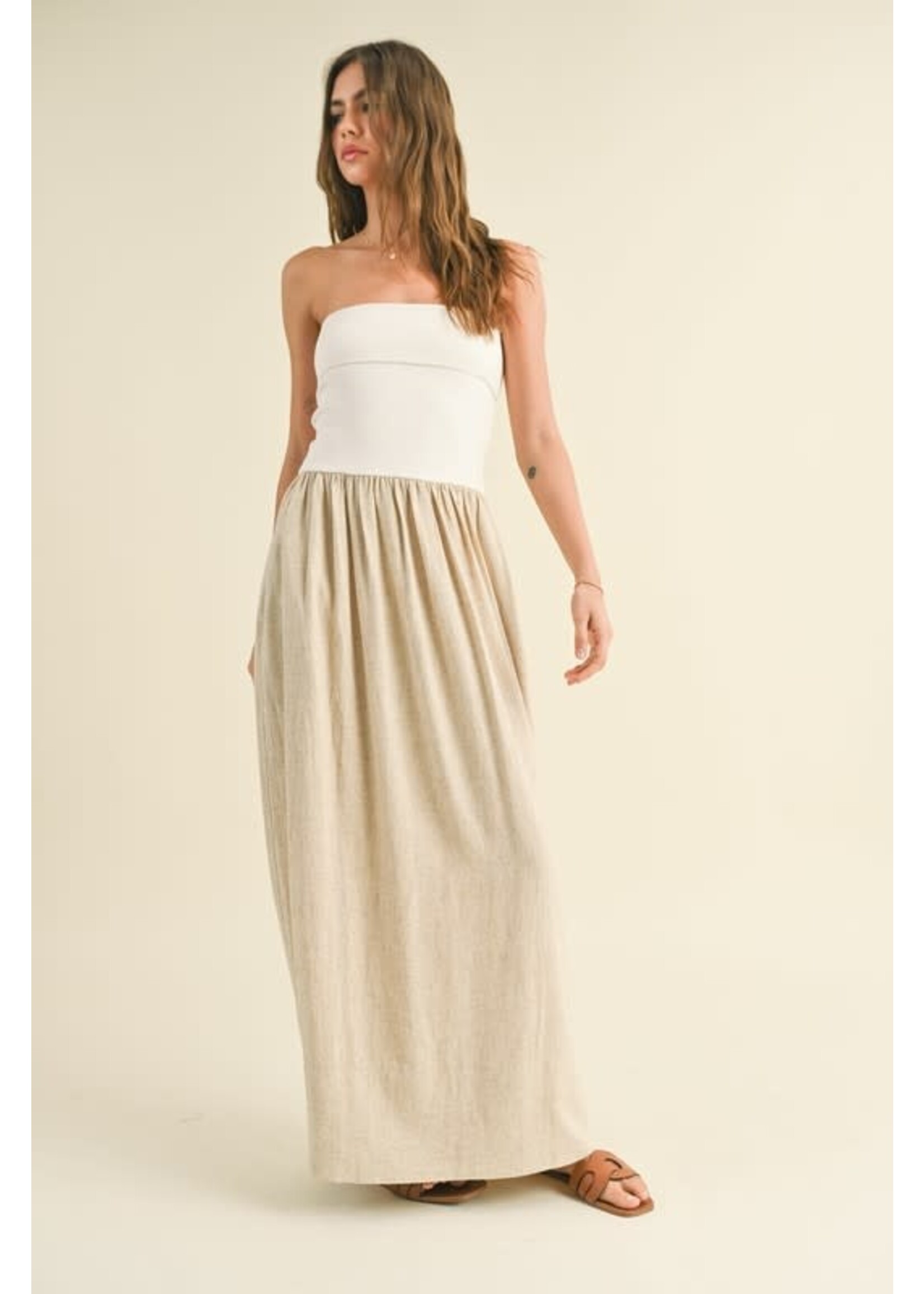 SOFT RIBBED KNIT LINEN DRESS