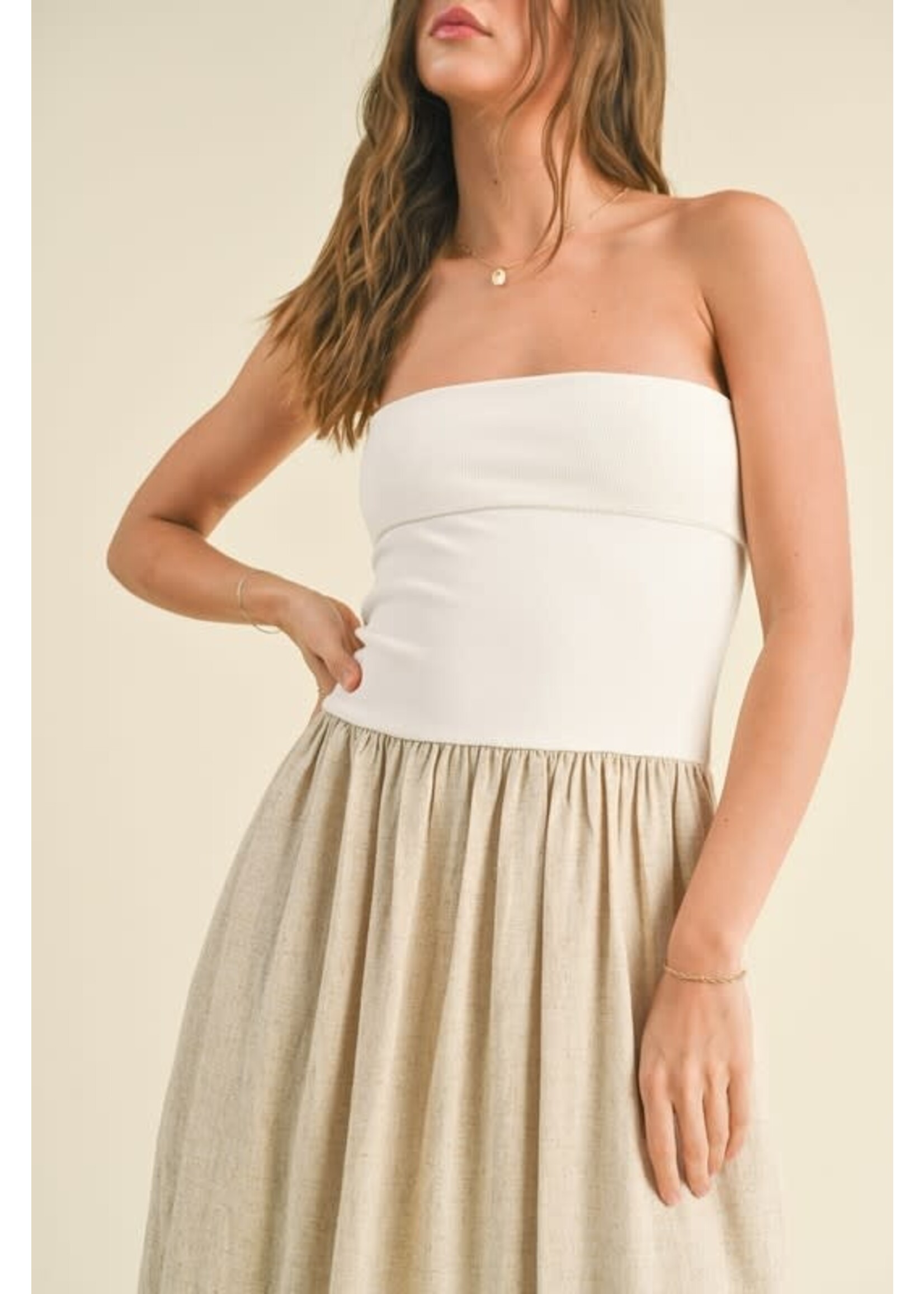 SOFT RIBBED KNIT LINEN DRESS