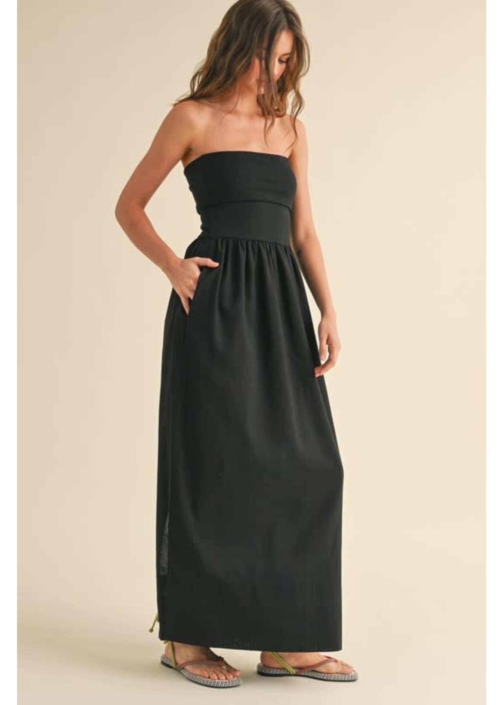 SOFT RIBBED KNIT LINEN DRESS