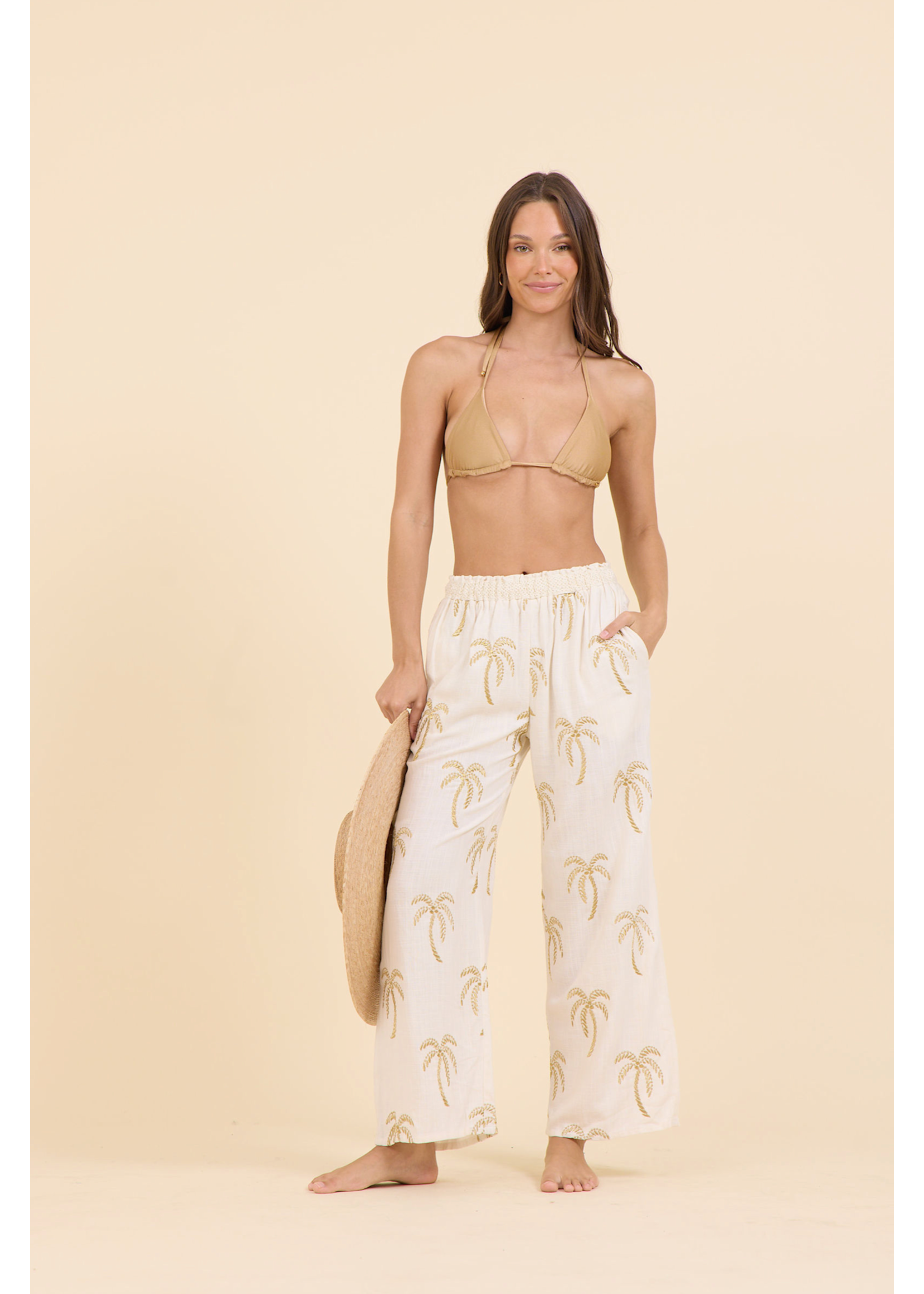 SOFT WHITE GOLDEN PALM PANT