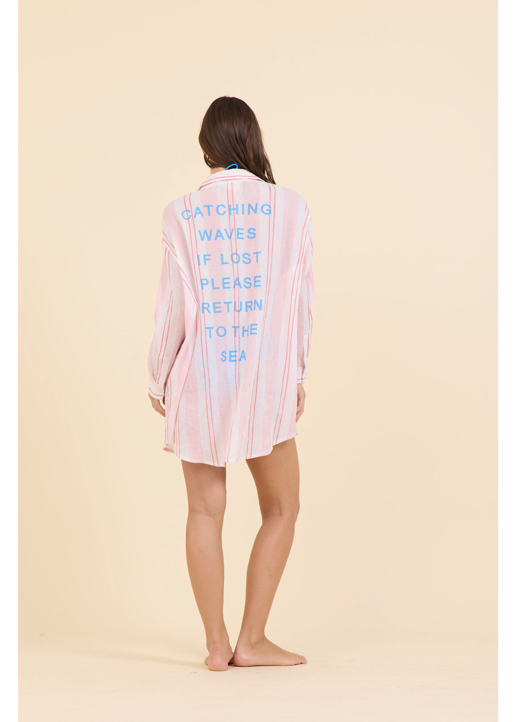 STRIPE PRINTED COTTON BUTTON DOWN