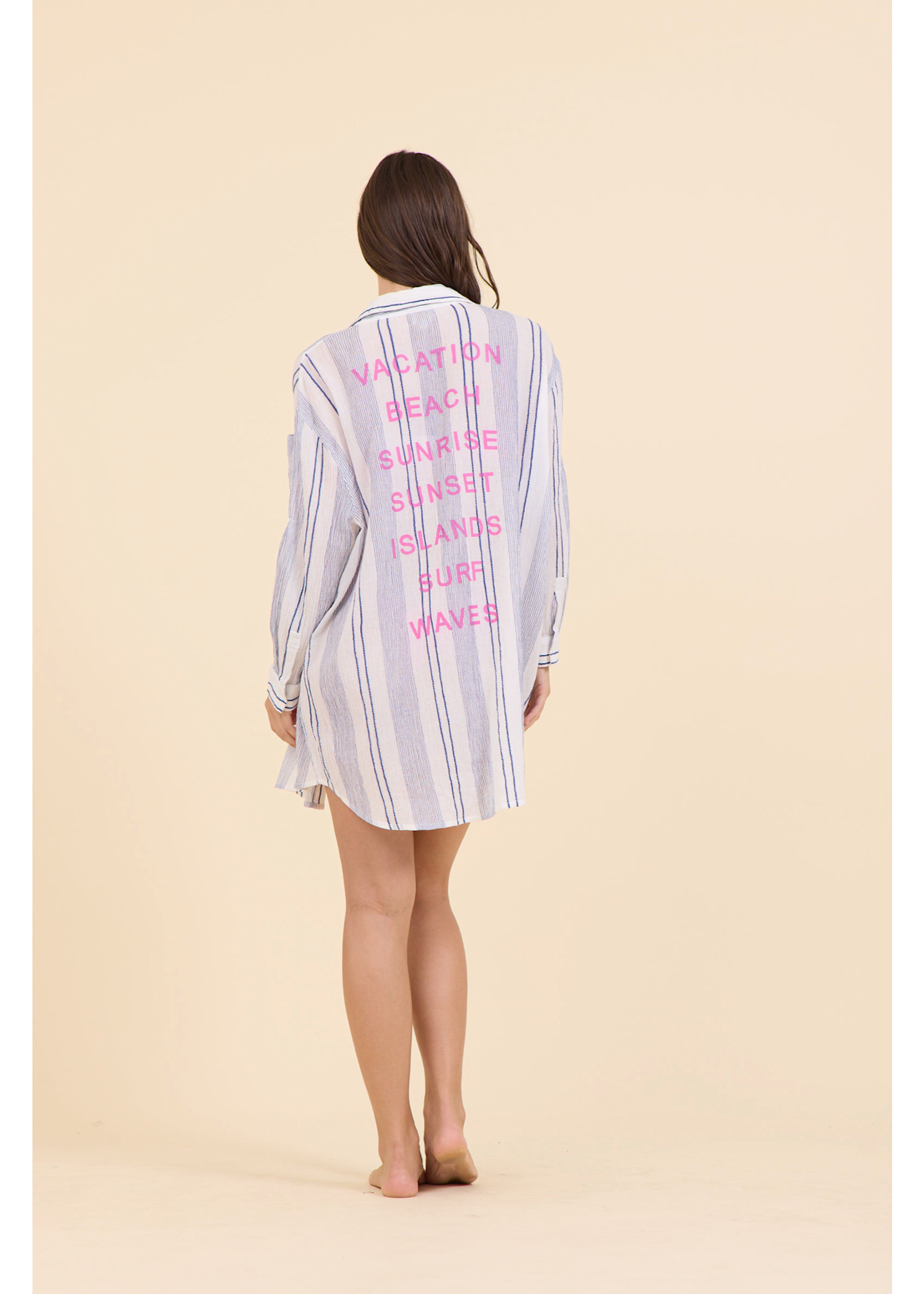 SAILOR STRIPE PRINTED COTTON BUTTON DOWN
