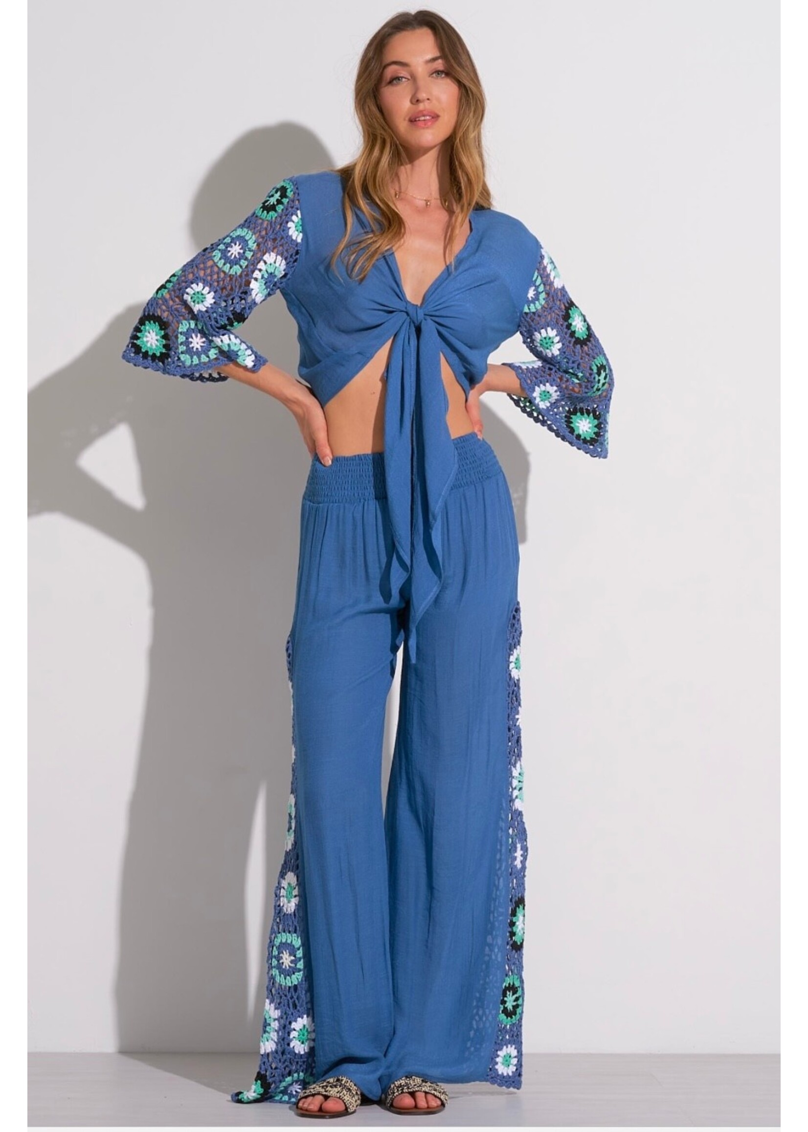 BLUE CROCHET PANT