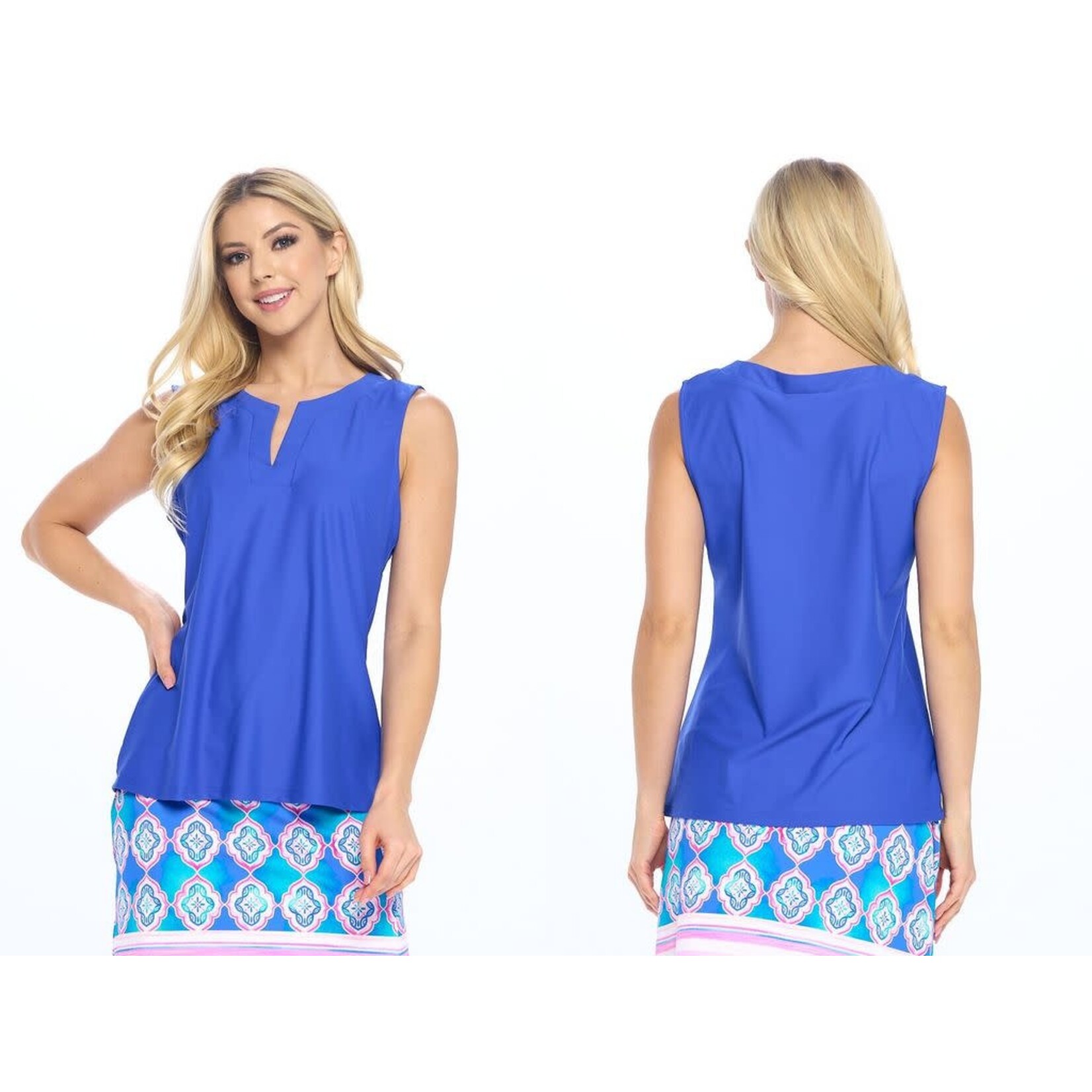 GINA SPLIT NECK SLEEVELESS TOP