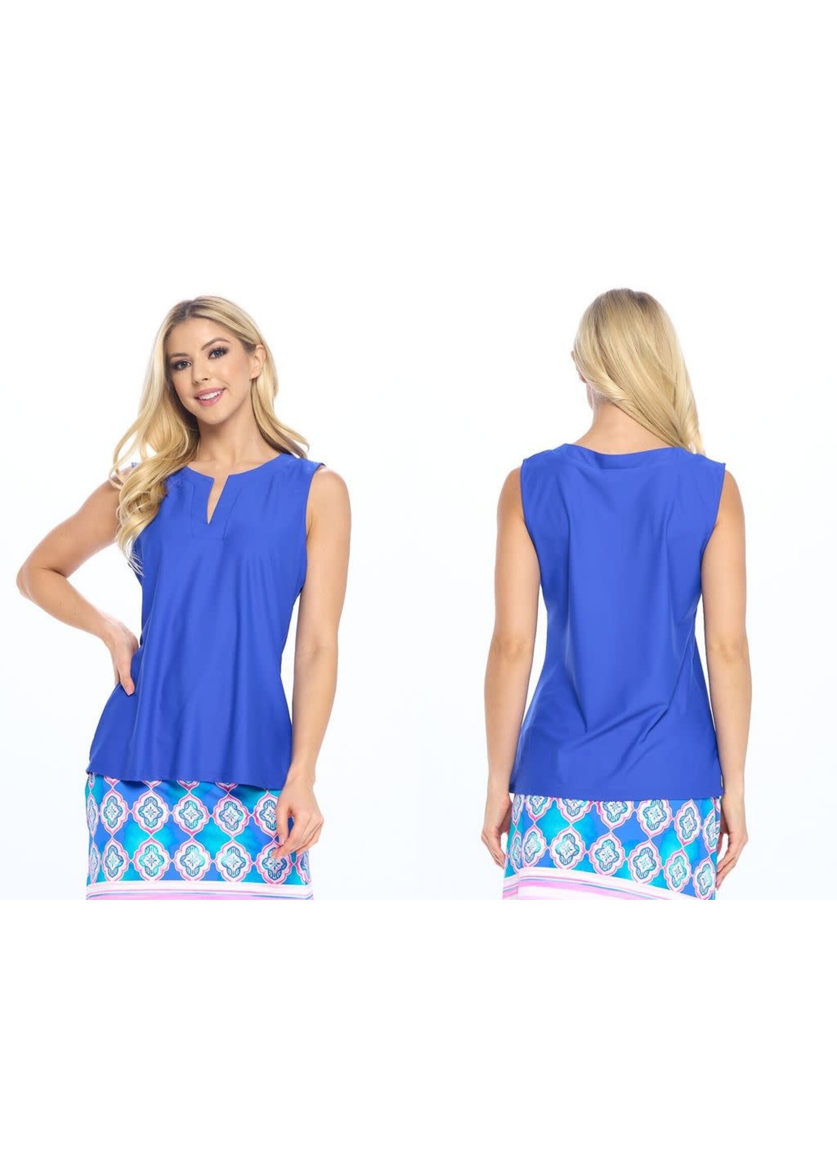 GINA SPLIT NECK SLEEVELESS TOP
