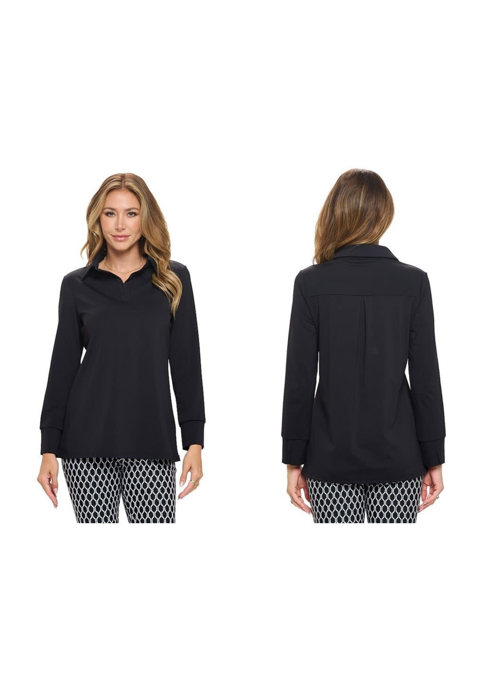 AMBER LONG SLEEVE POLO TOP