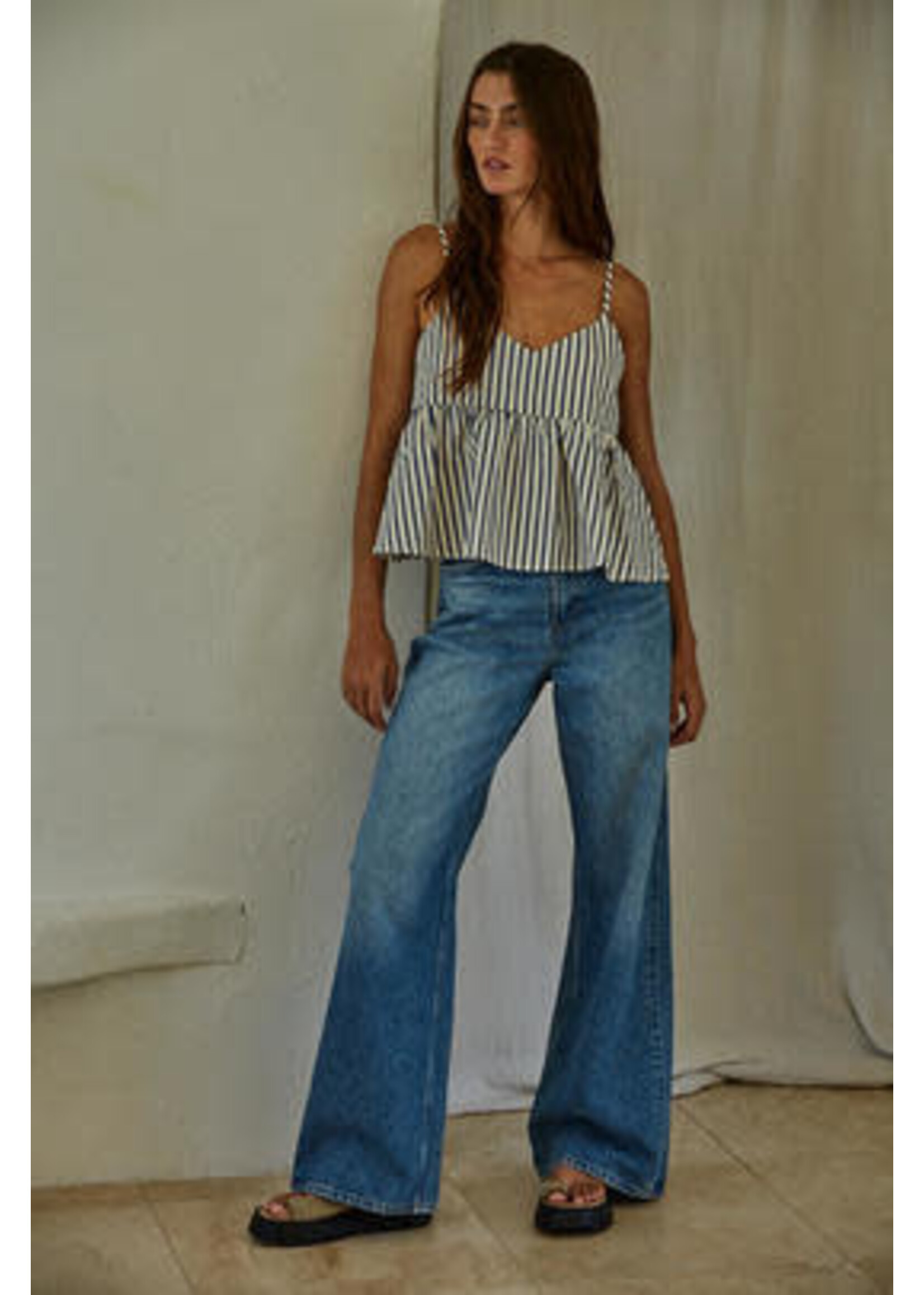STRIPED PEPLUM TANK TOP