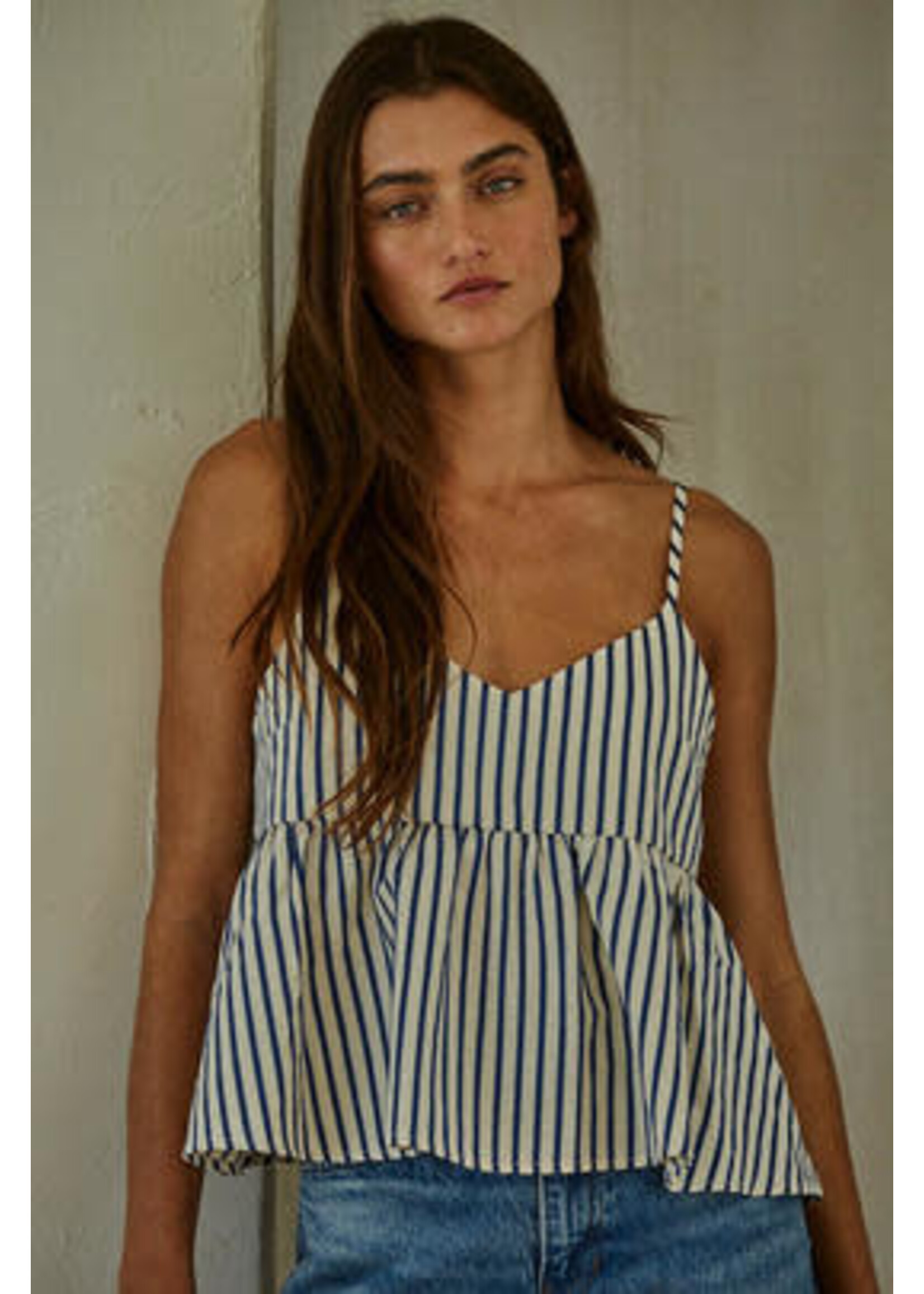 STRIPED PEPLUM TANK TOP
