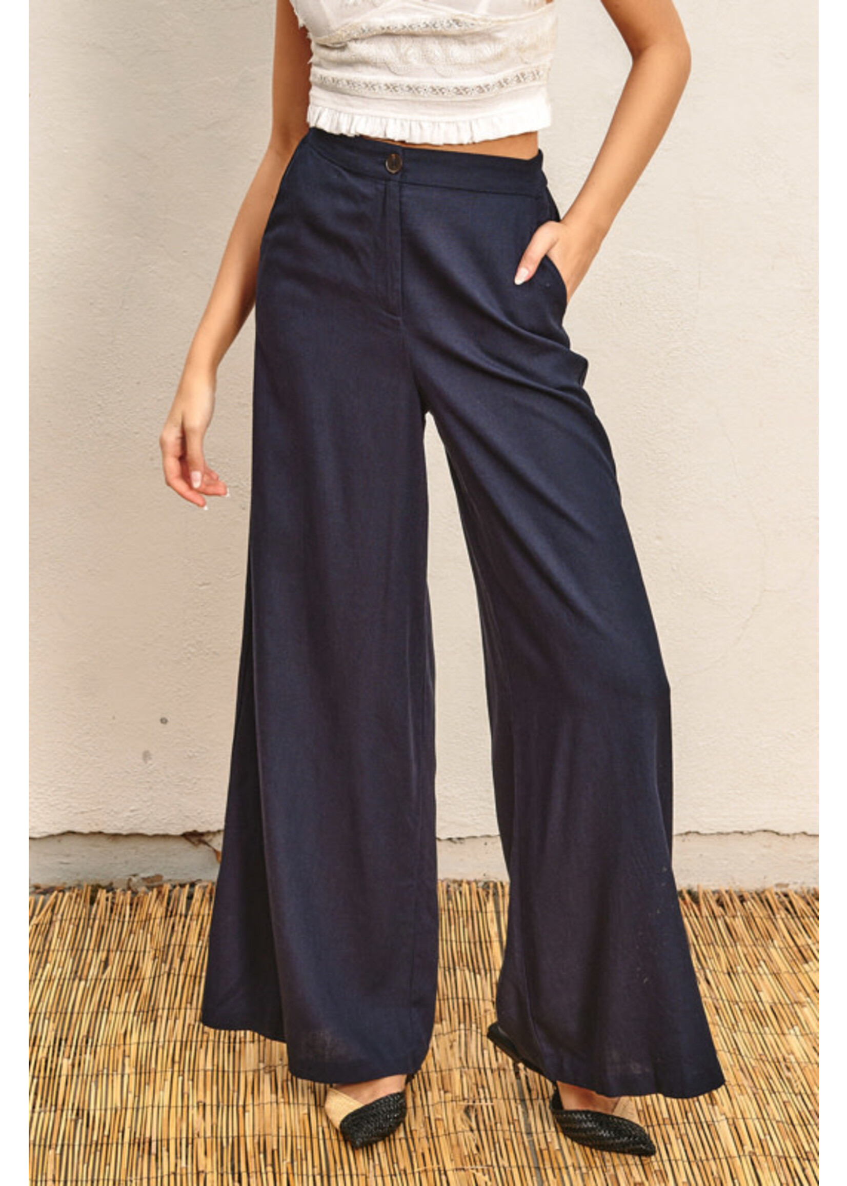 NAVY LINEN PANTS