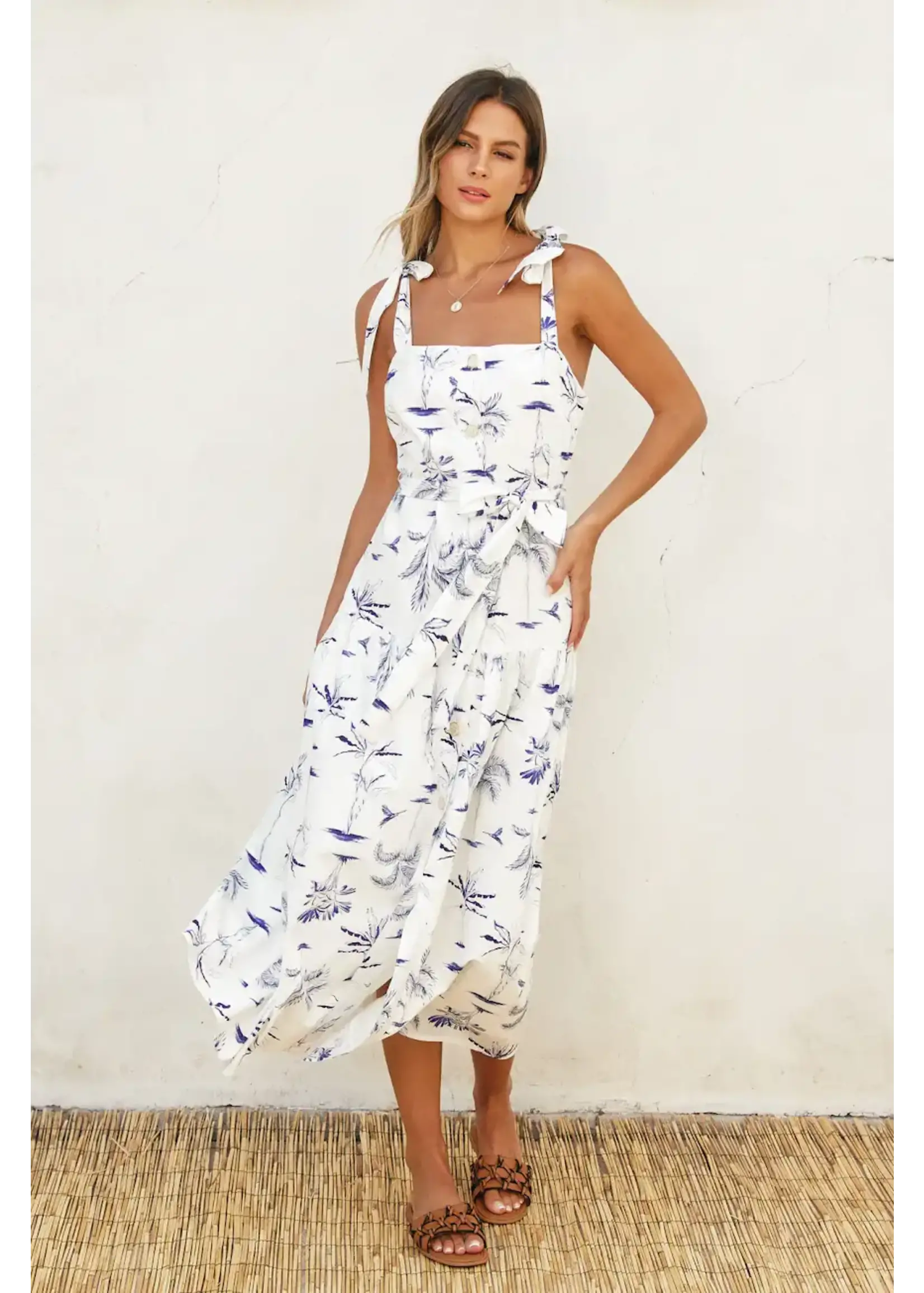 BUTTON DOWN MIDI DRESS