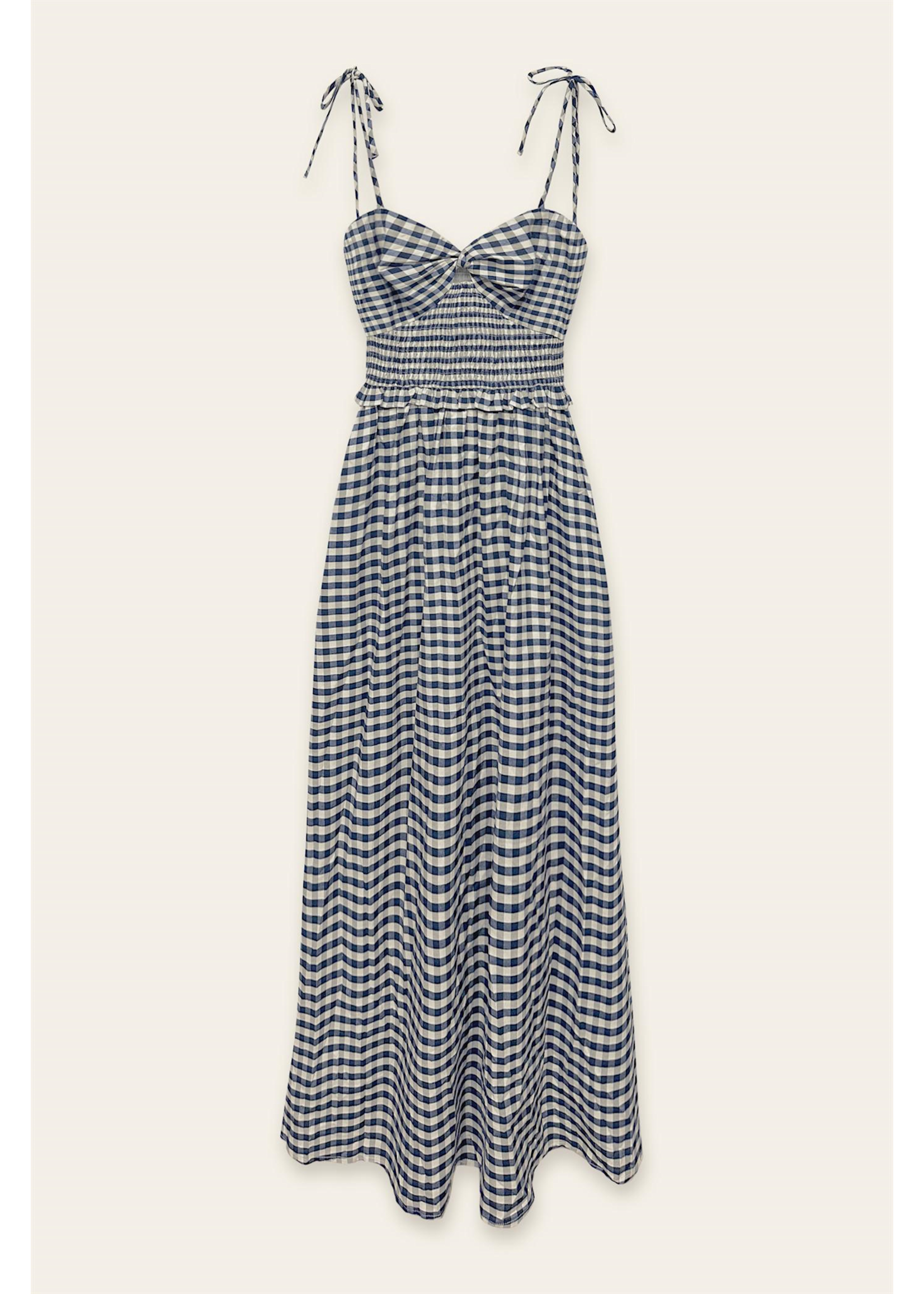 NAVY AND IVORY CHECK DRESS