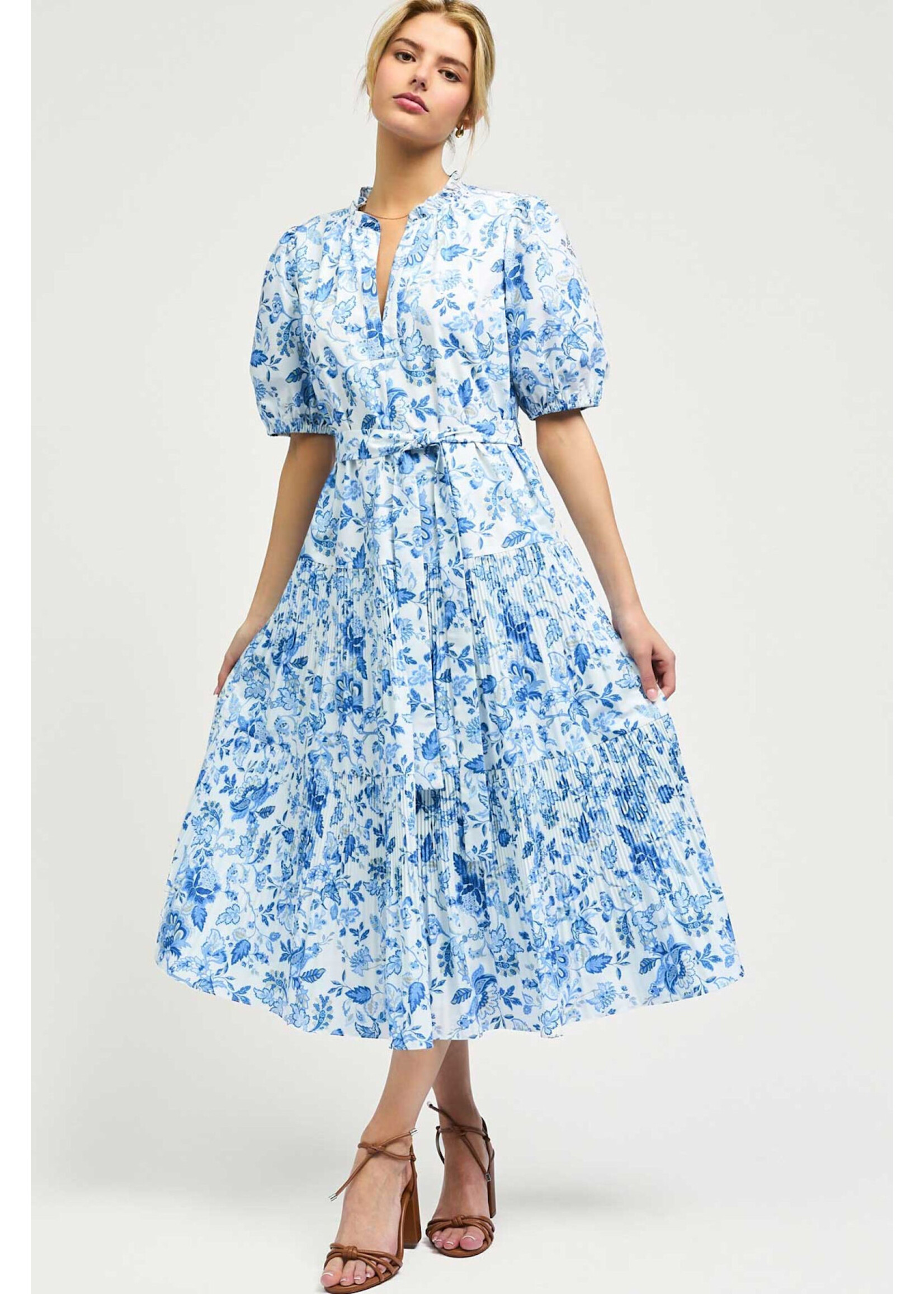 BLUE FLORAL MIDI DRESS