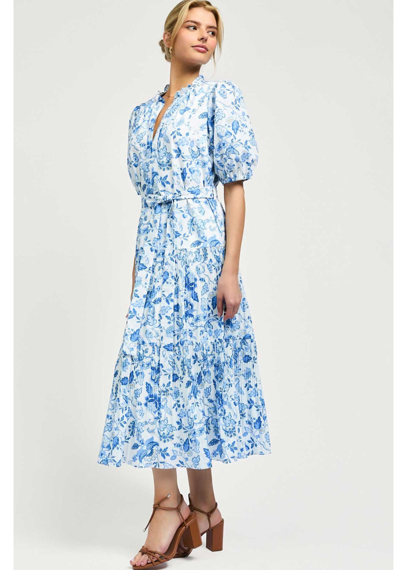 BLUE FLORAL MIDI DRESS