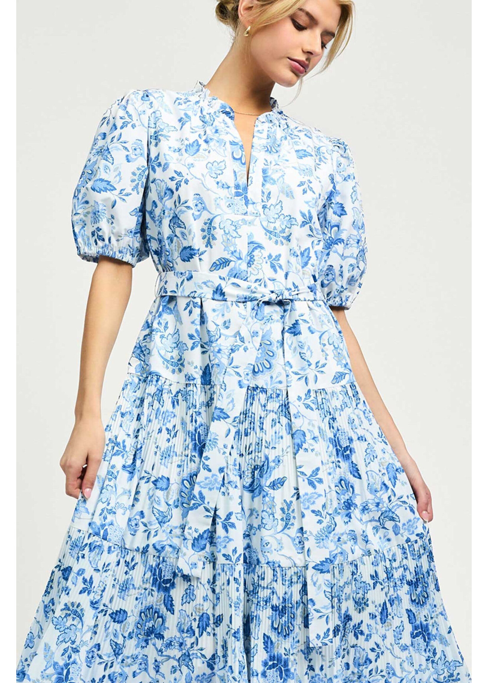 BLUE FLORAL MIDI DRESS