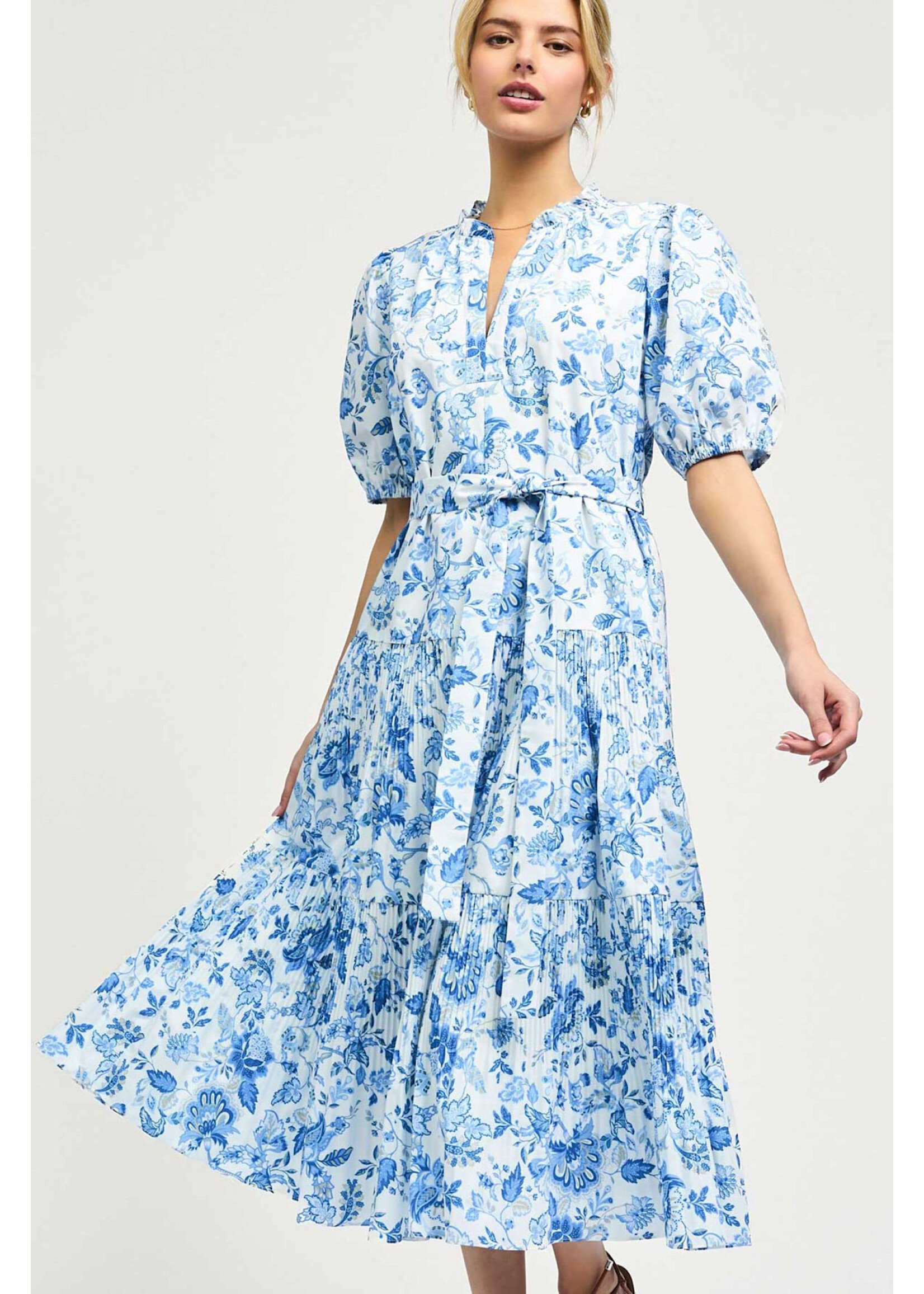 BLUE FLORAL MIDI DRESS