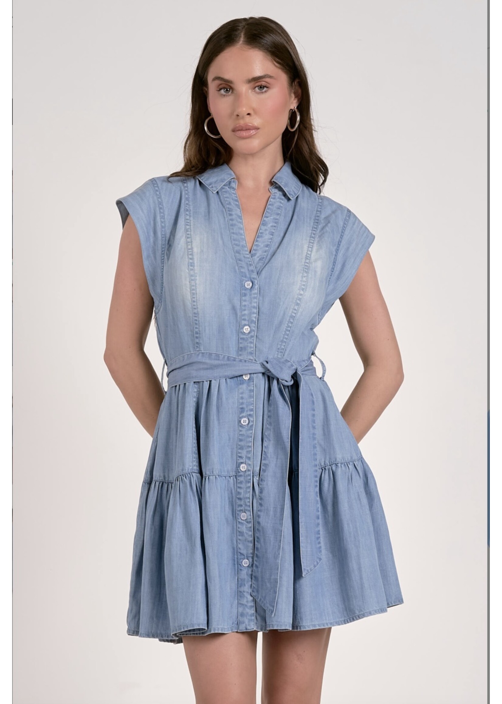 COLLARED SOFT DENIM DRESS