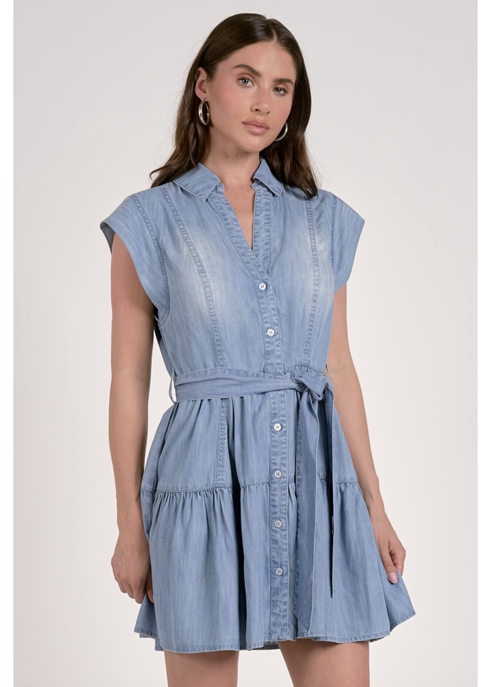 COLLARED SOFT DENIM DRESS