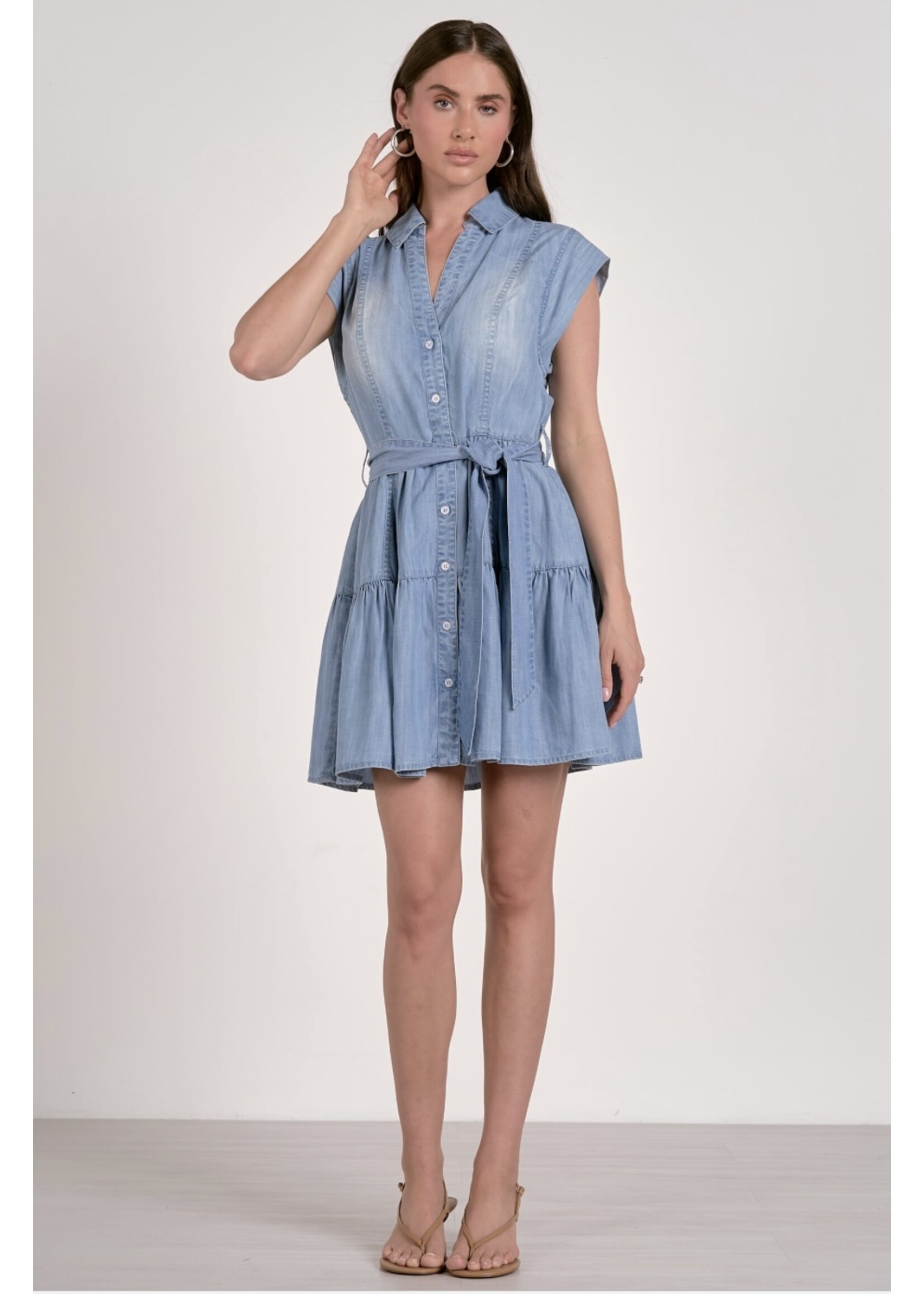 COLLARED SOFT DENIM DRESS