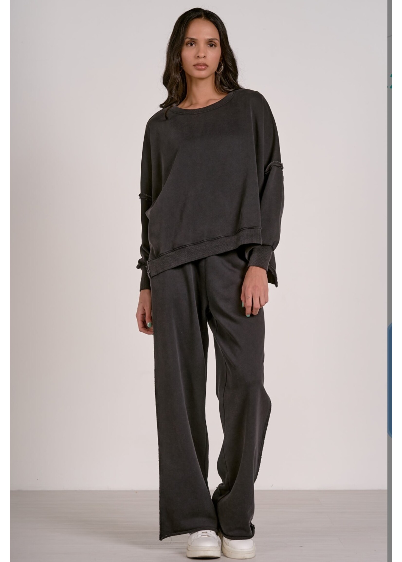 WIDE LEG BLACK LOUNGE PANTS