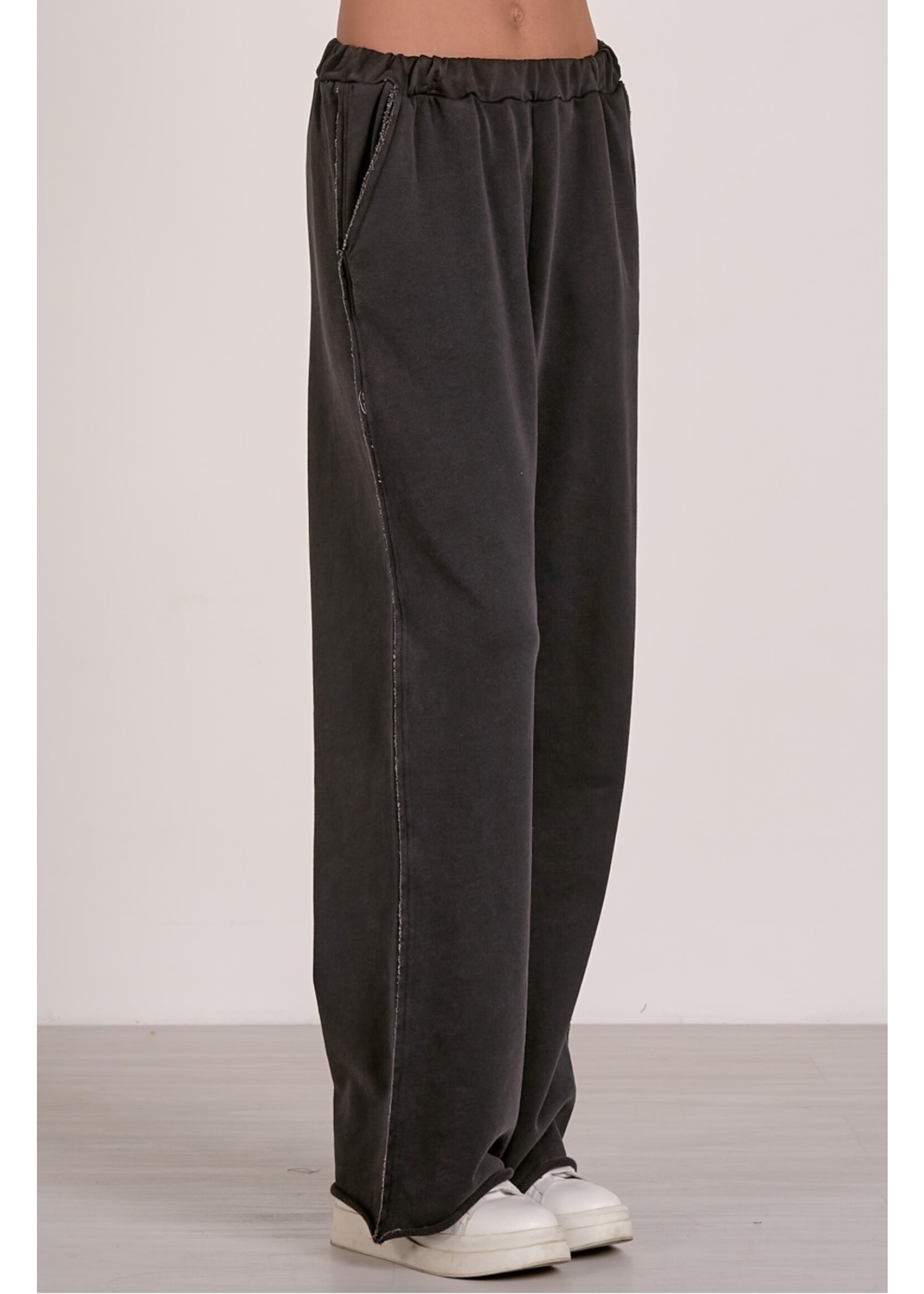WIDE LEG BLACK LOUNGE PANTS