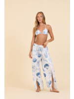 SEASHELL PRINTED RAYON CREPE PANTS
