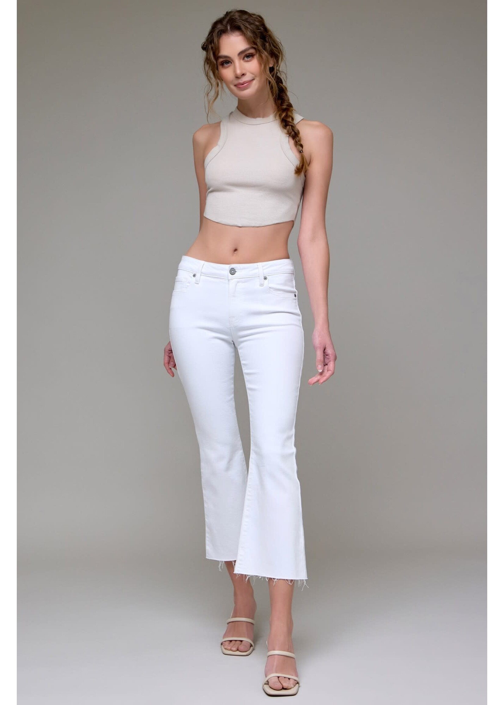 WHITE DENIM CROPED FLARE