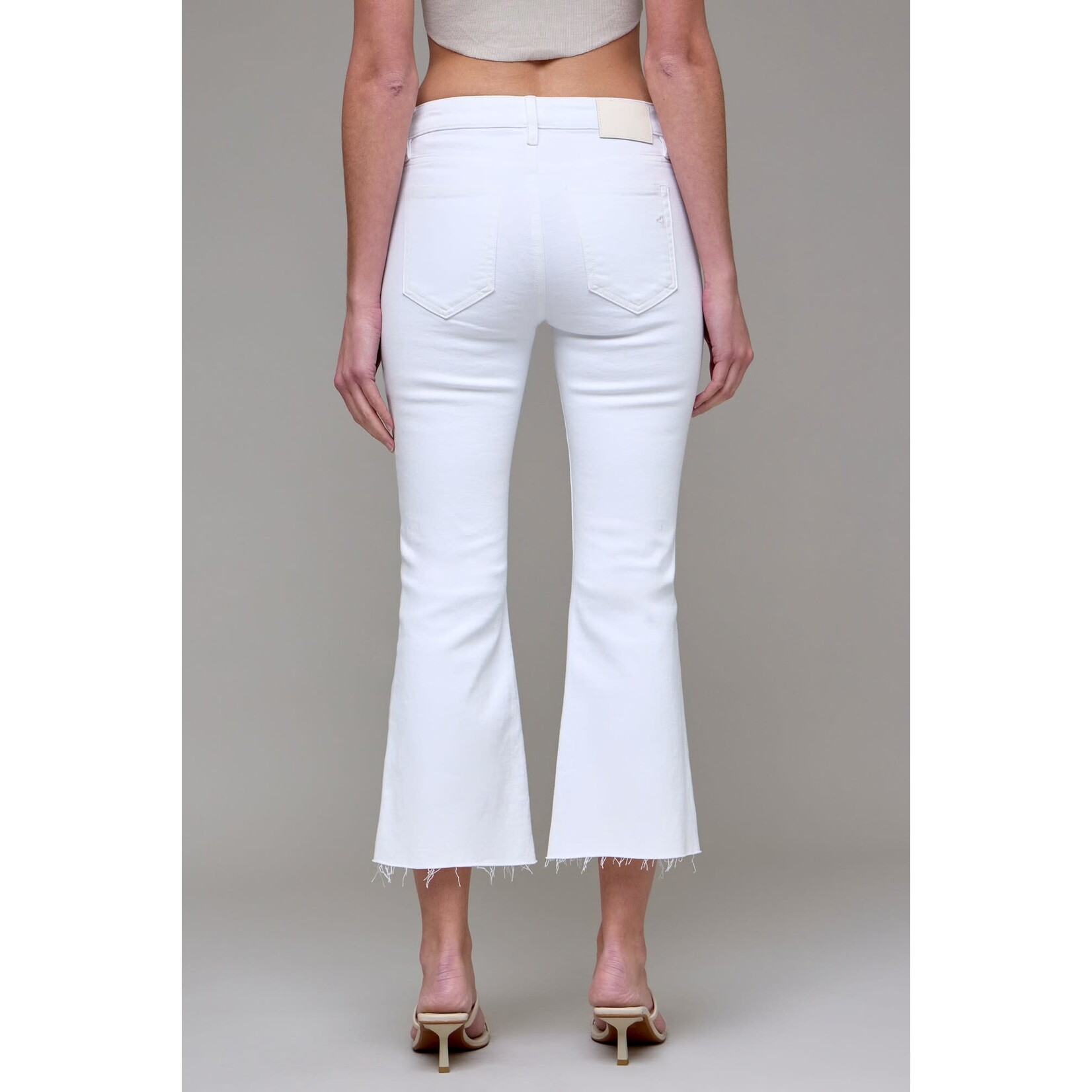 WHITE DENIM CROPED FLARE