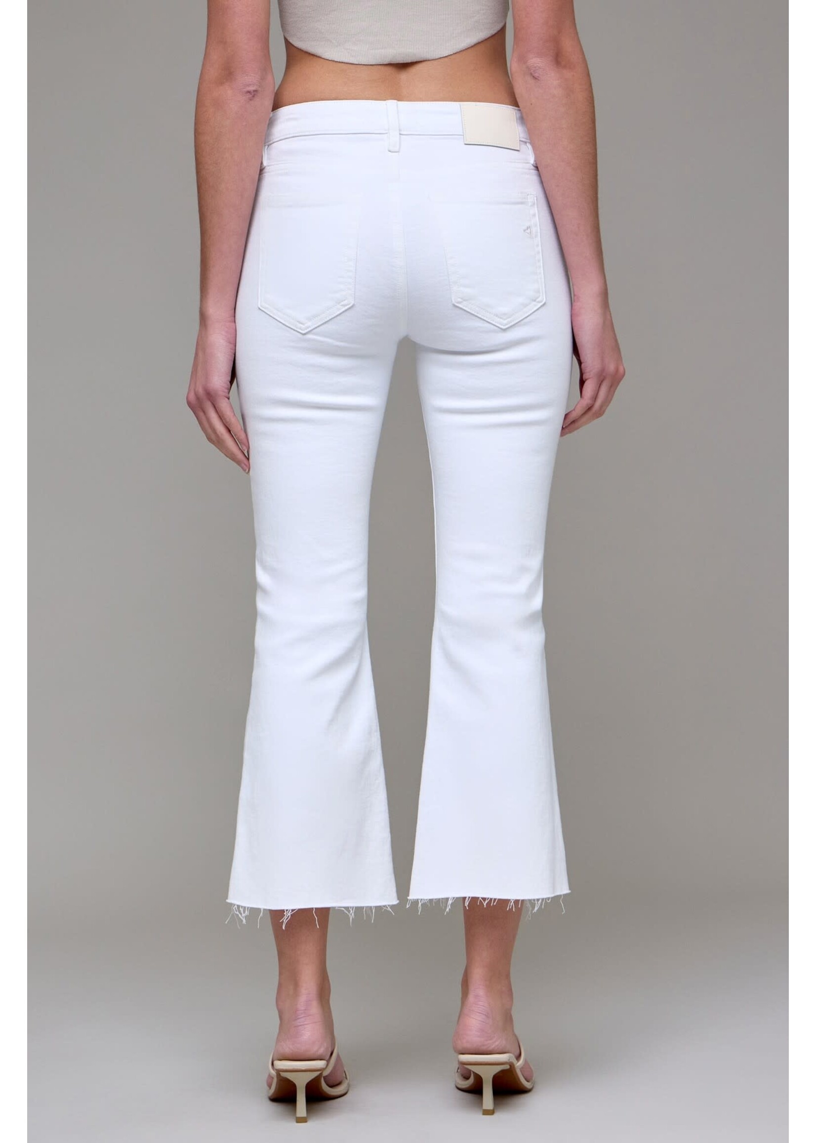 WHITE DENIM CROPED FLARE
