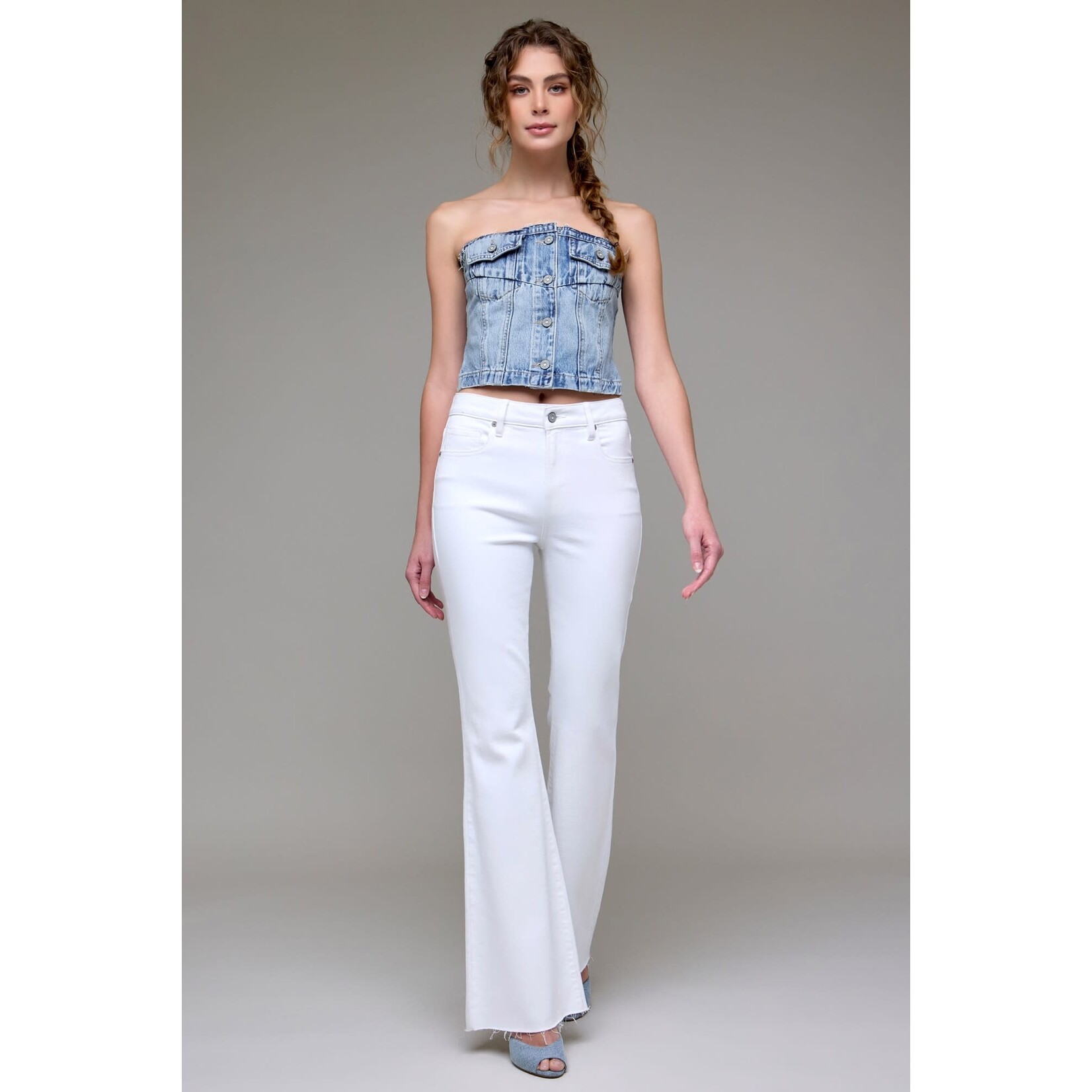 WHITE DENIM FULL LENGTH FLARE