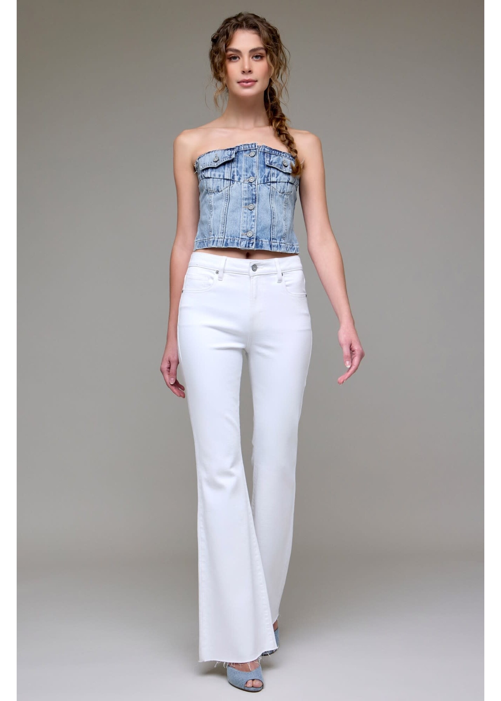 WHITE DENIM FULL LENGTH FLARE