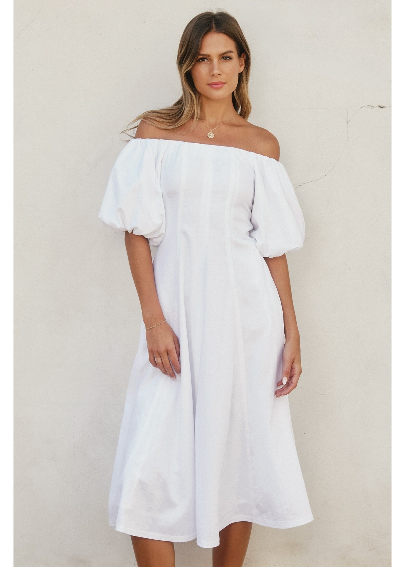 IVORY OFF SHOULDER DRESS