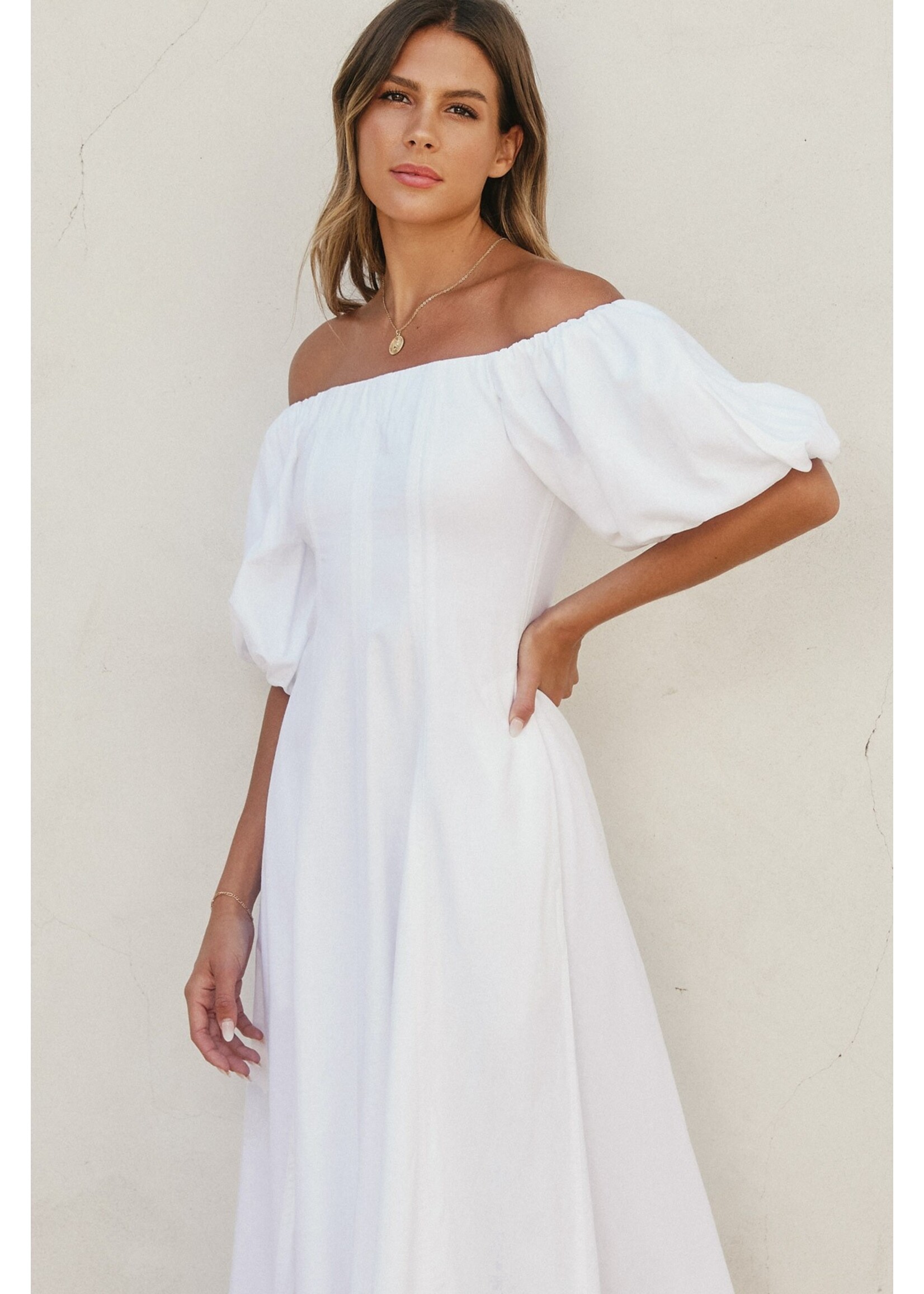 IVORY OFF SHOULDER DRESS
