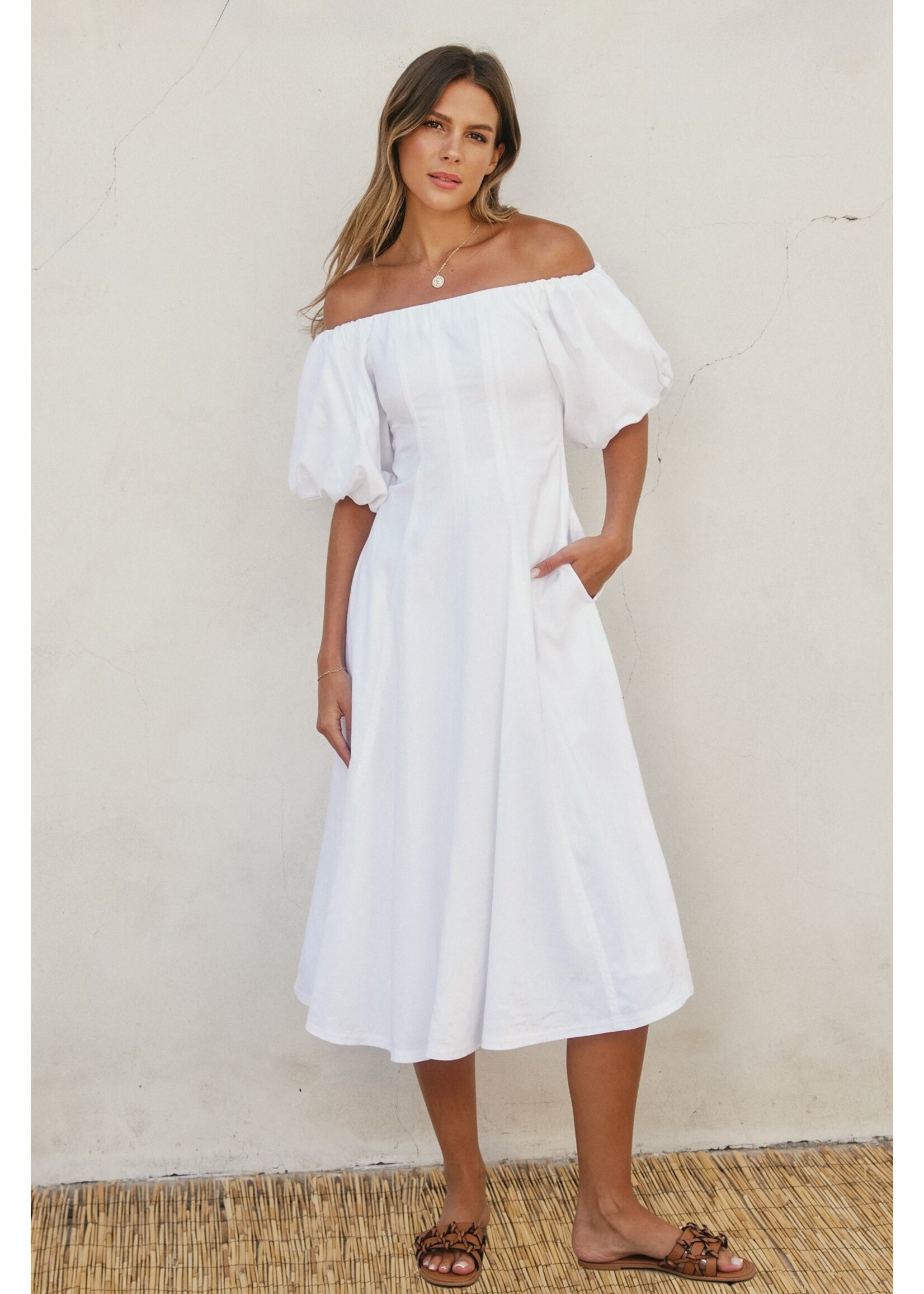 IVORY OFF SHOULDER DRESS