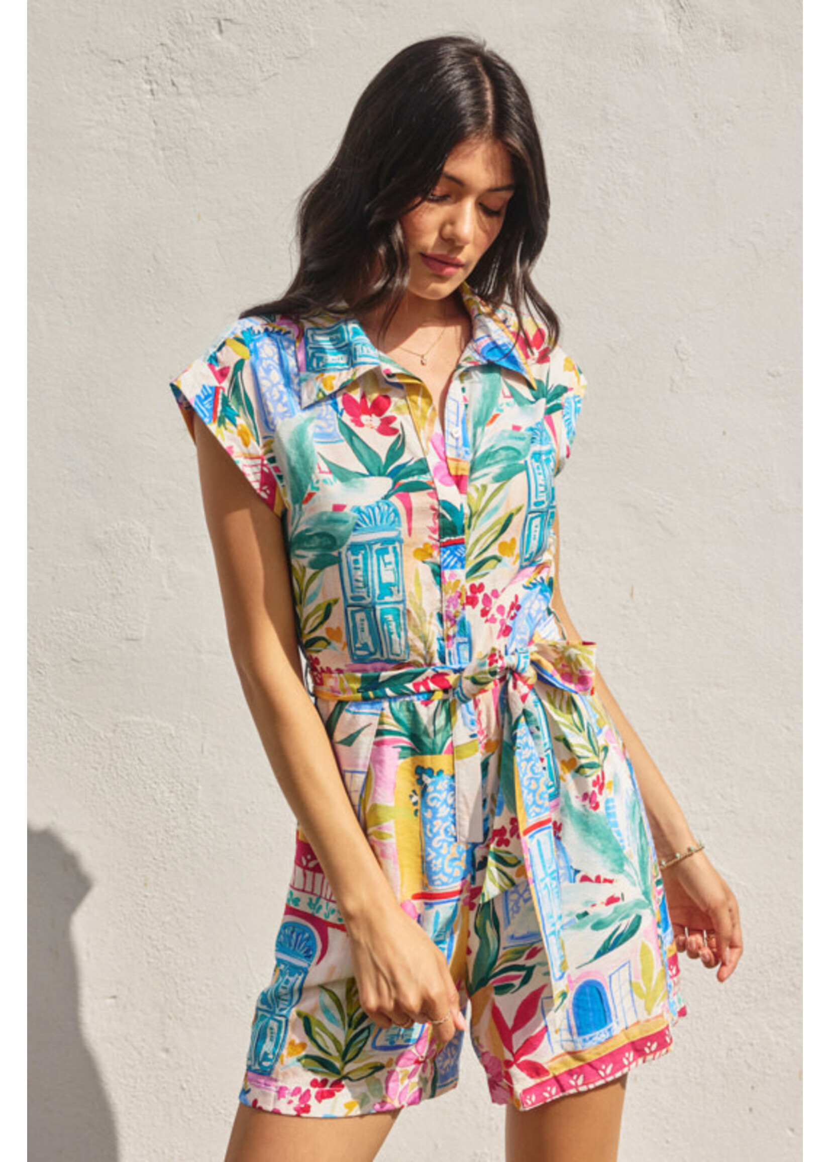 LONG SUMMER BUTTON DOWN ROMPER