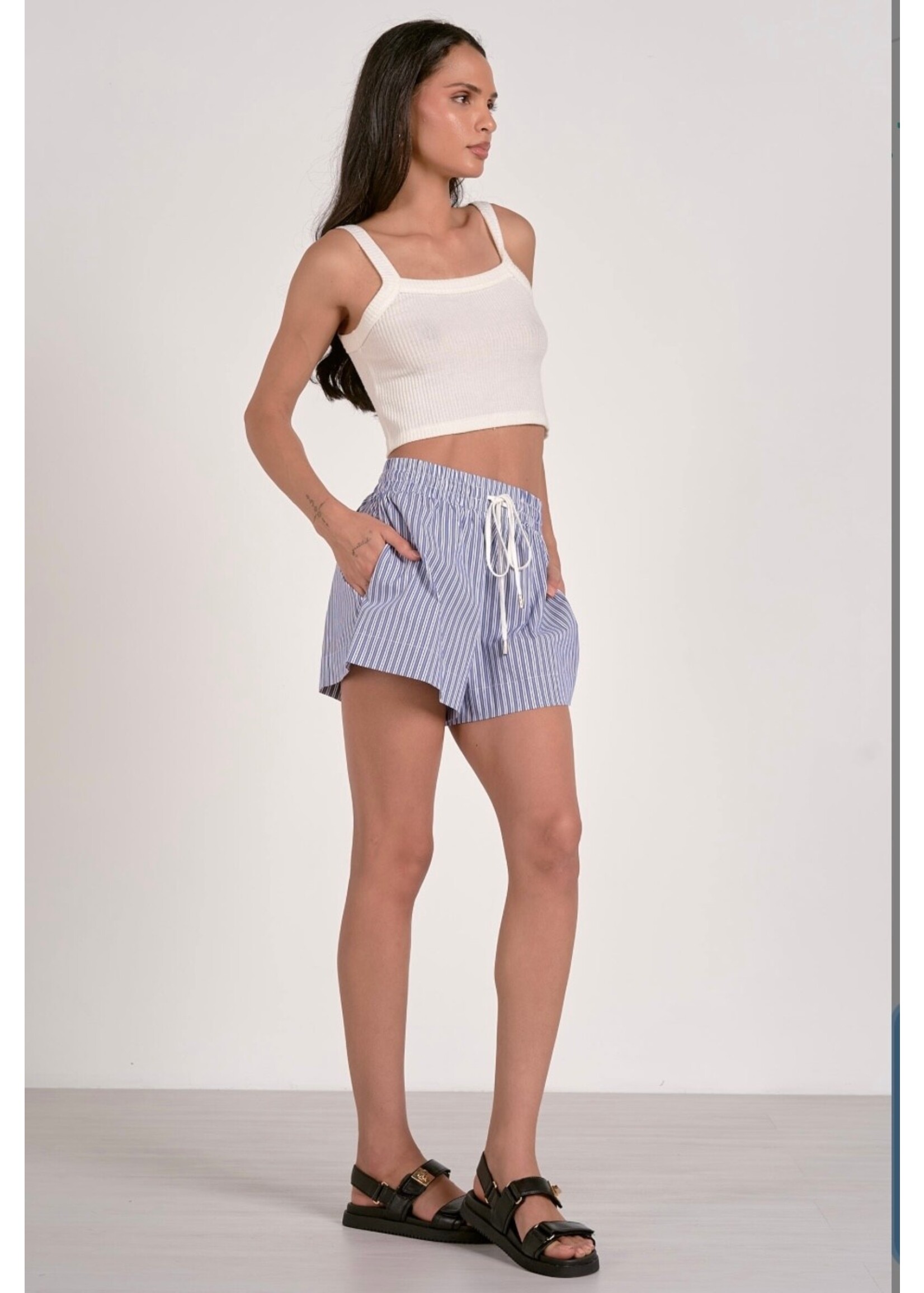 NAVY STRIPE SHORTS