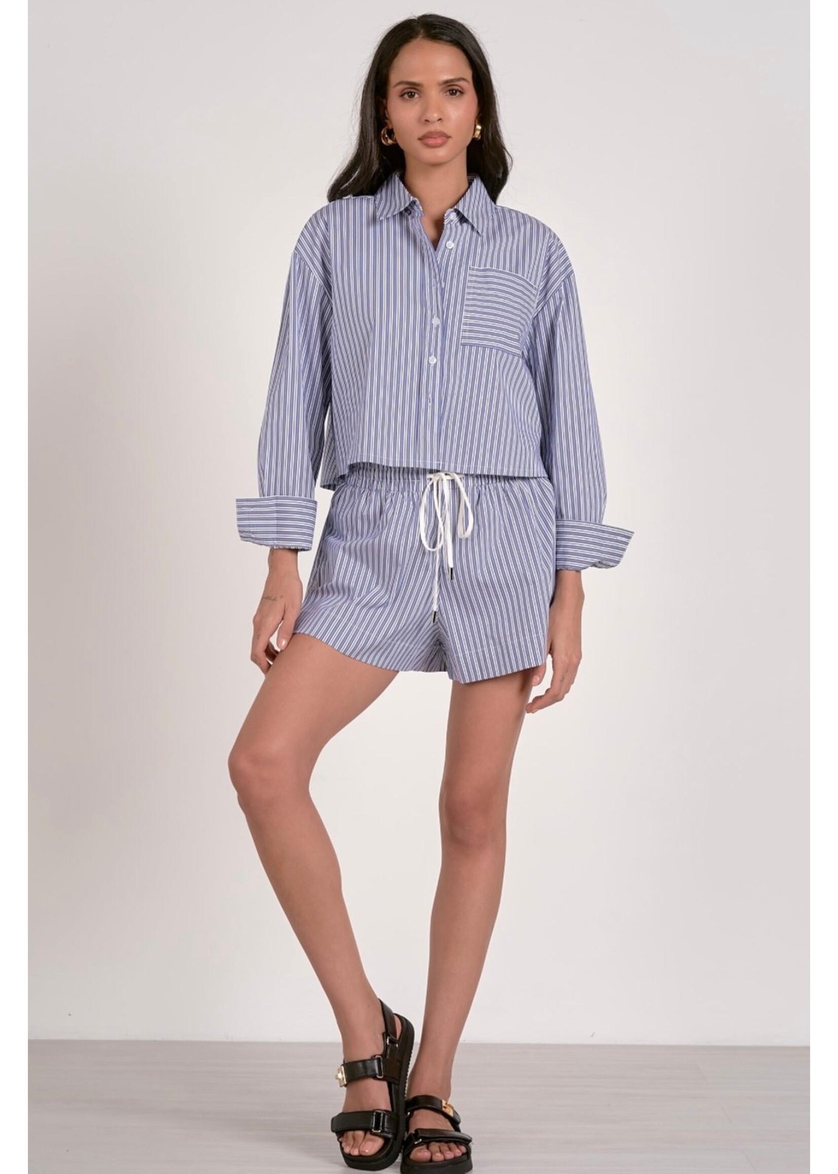 NAVY STRIPE SHORTS
