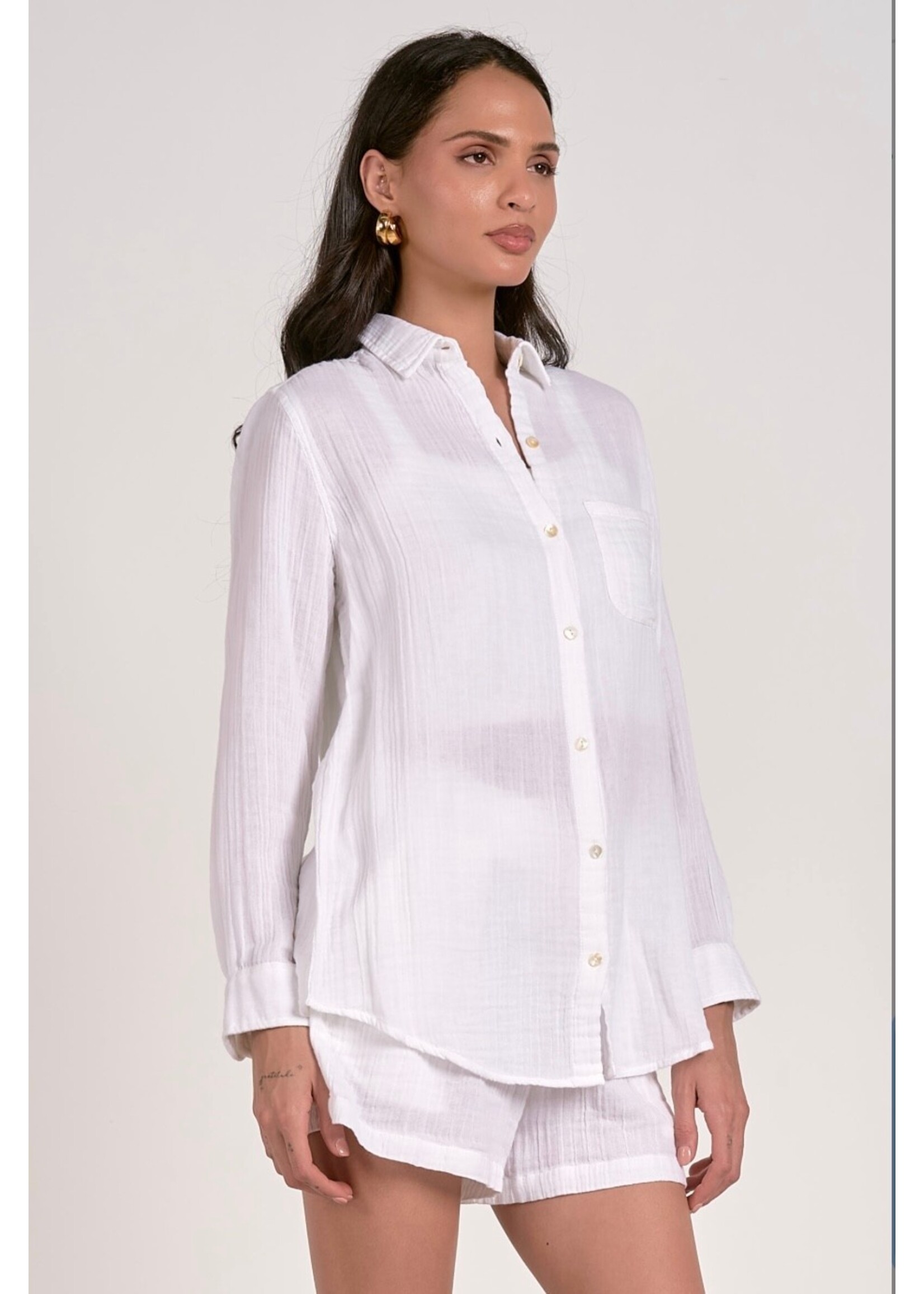 WHITE GUAZE BUTTONDOWN