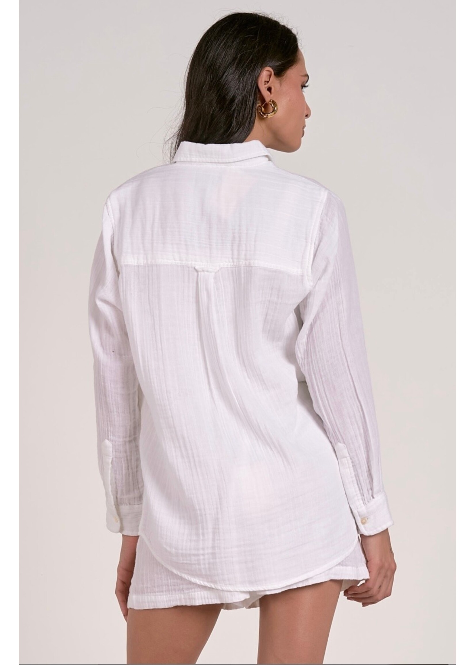 WHITE GUAZE BUTTONDOWN