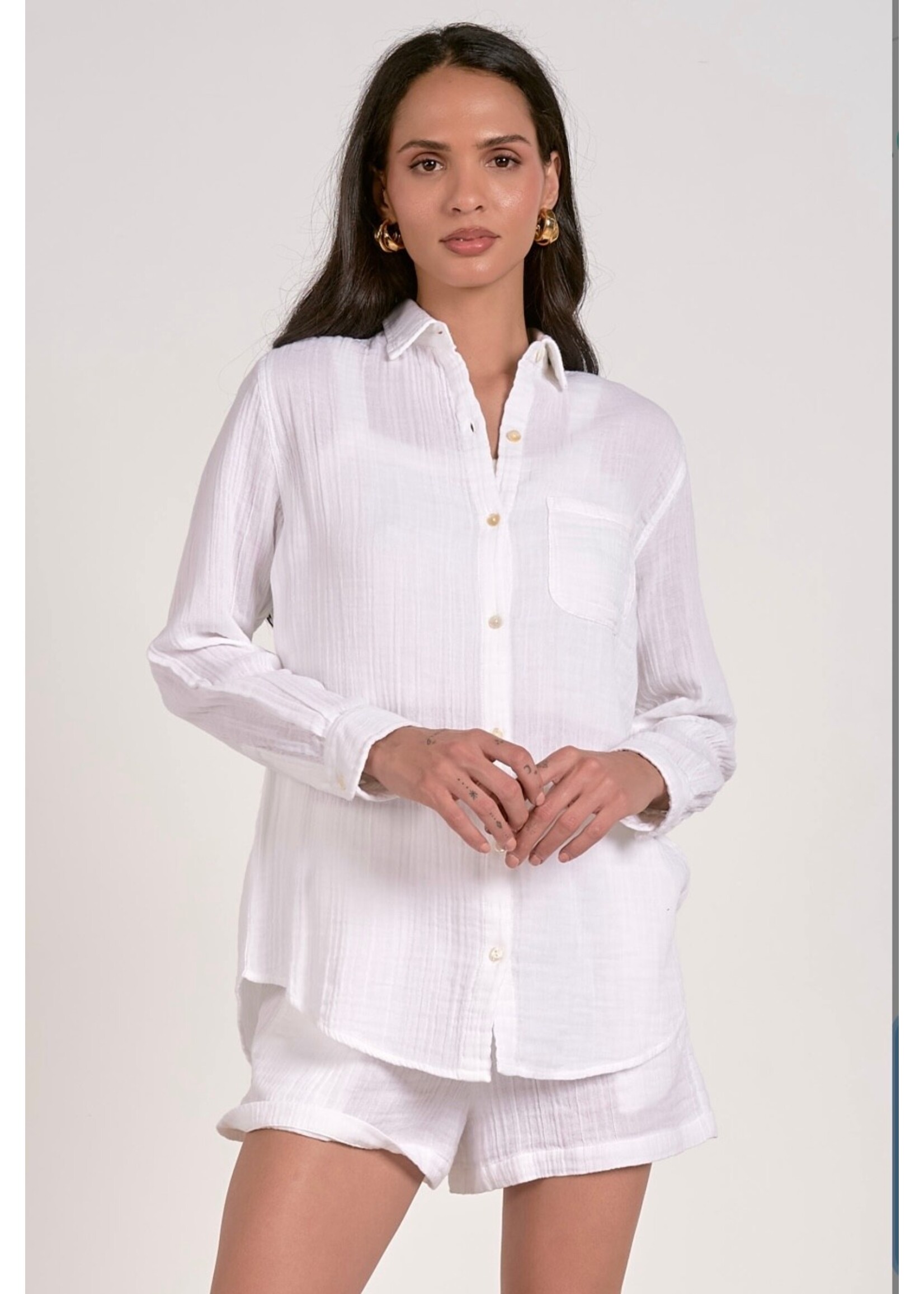 WHITE GUAZE BUTTONDOWN