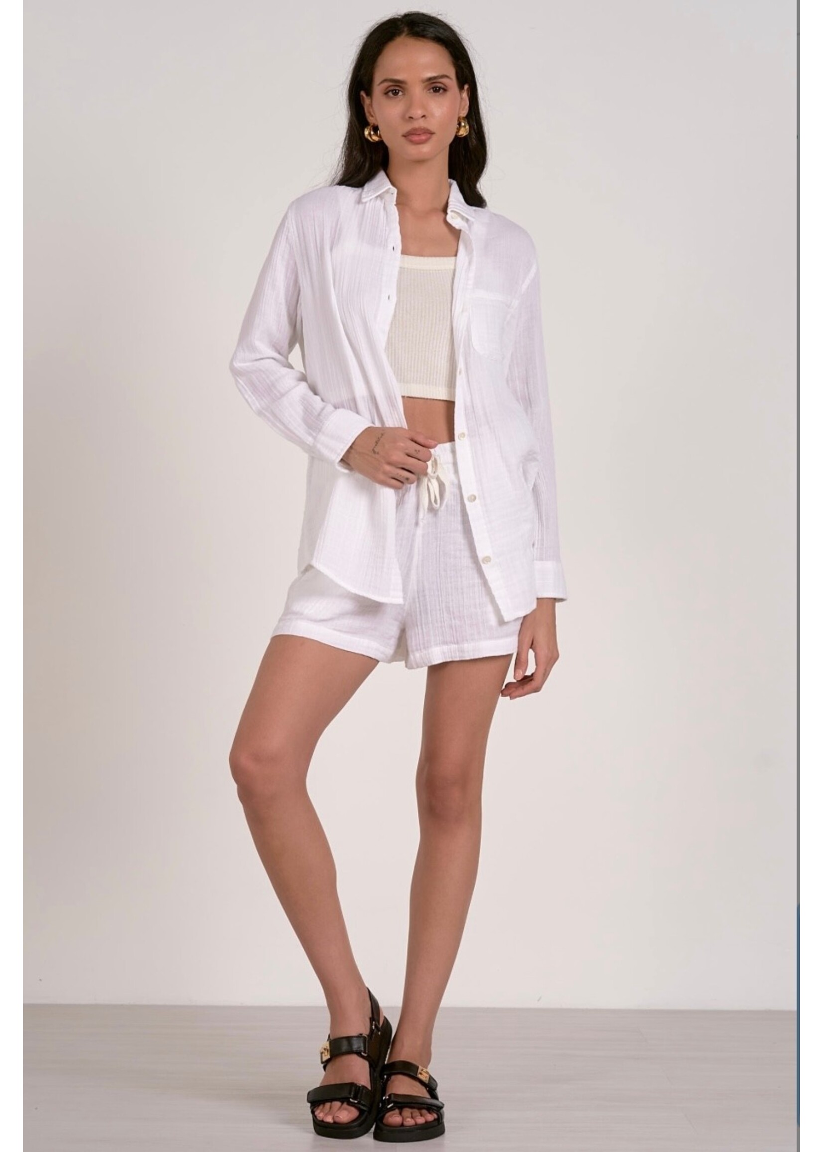 WHITE GUAZE BUTTONDOWN