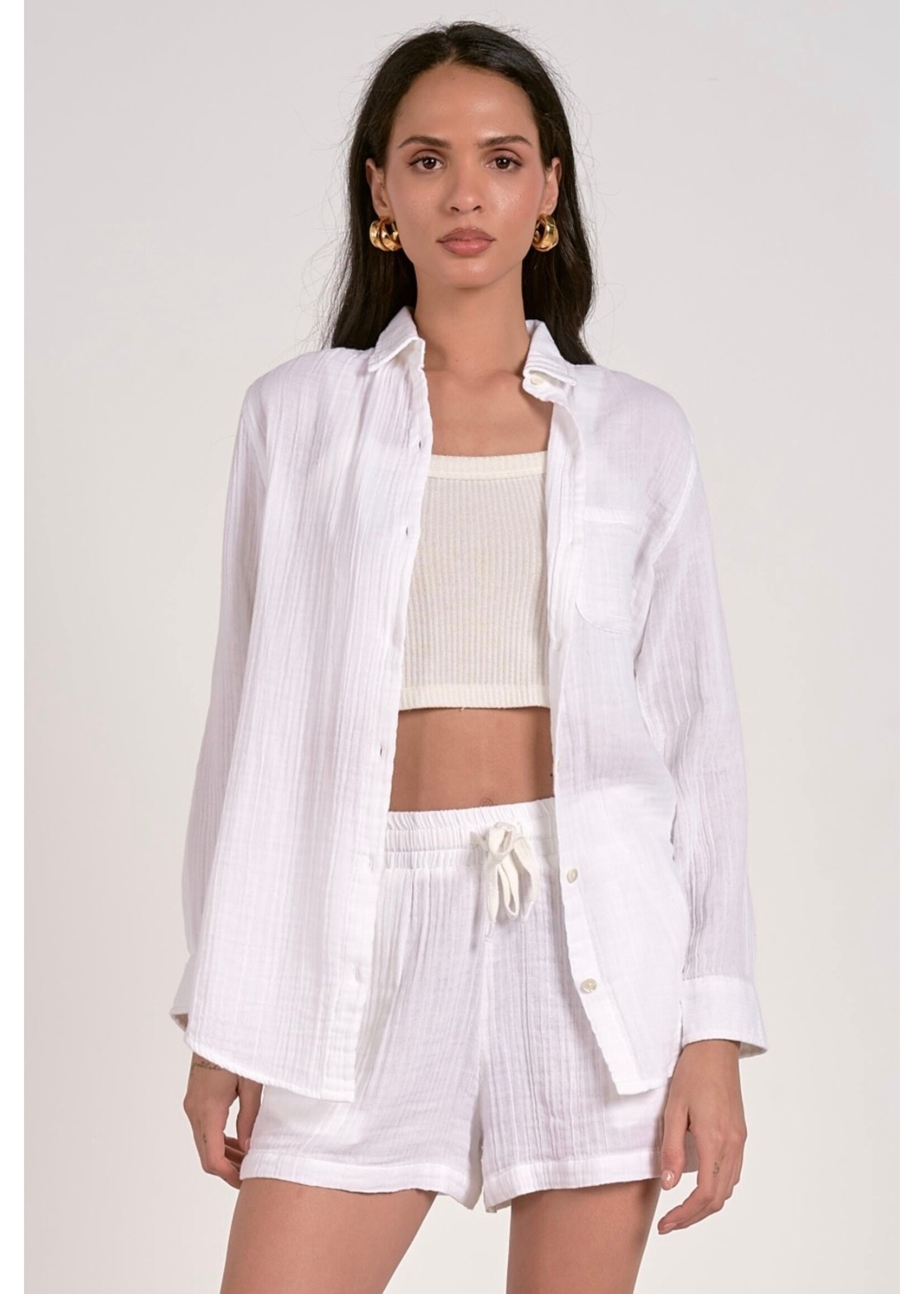 WHITE GUAZE BUTTONDOWN