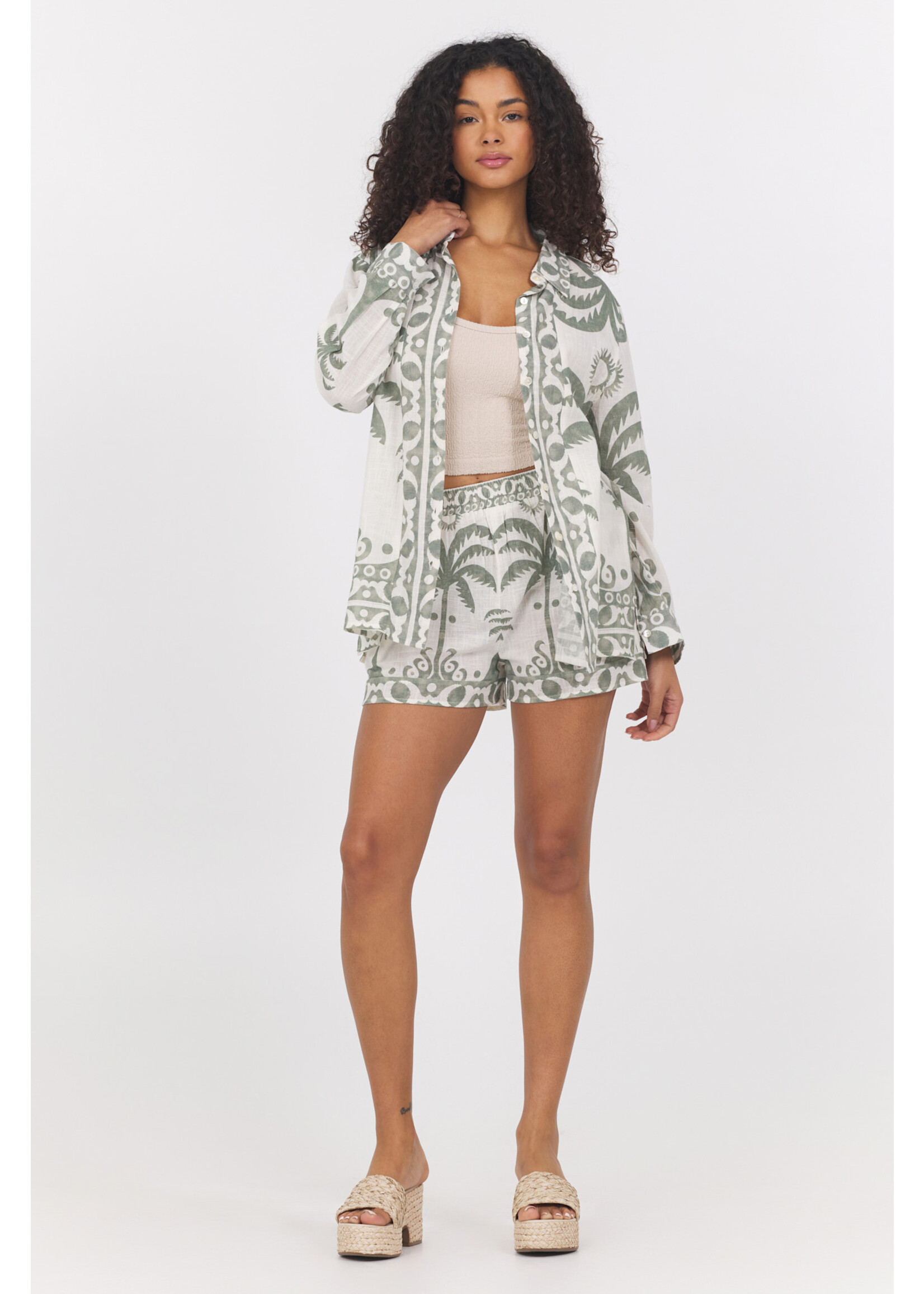 TULUM  BORDER PRINT BUTTON UP