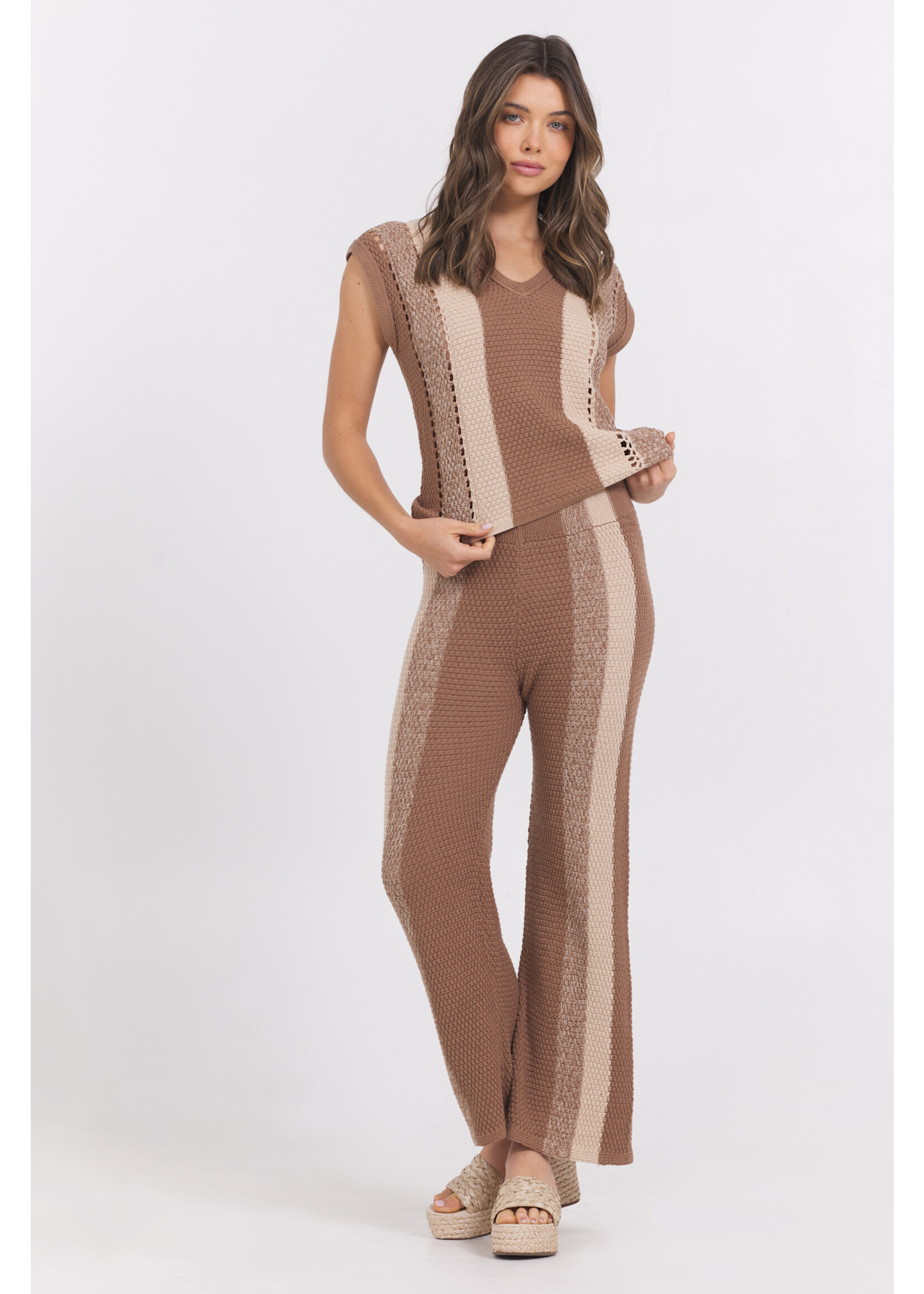 MOCHA STRIPE SWEATER PANTS