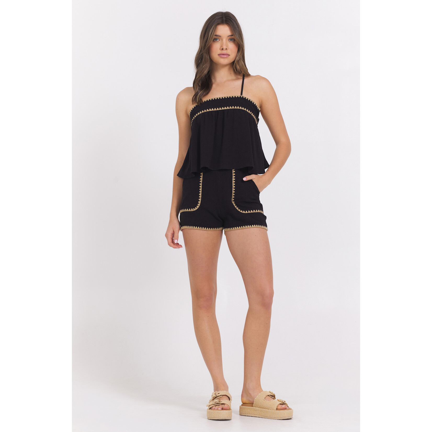 SHORTS WITH TAN WHIPSTITCH