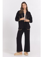 BLACK BUTTON UP WITH TAN WHIPSTITCH