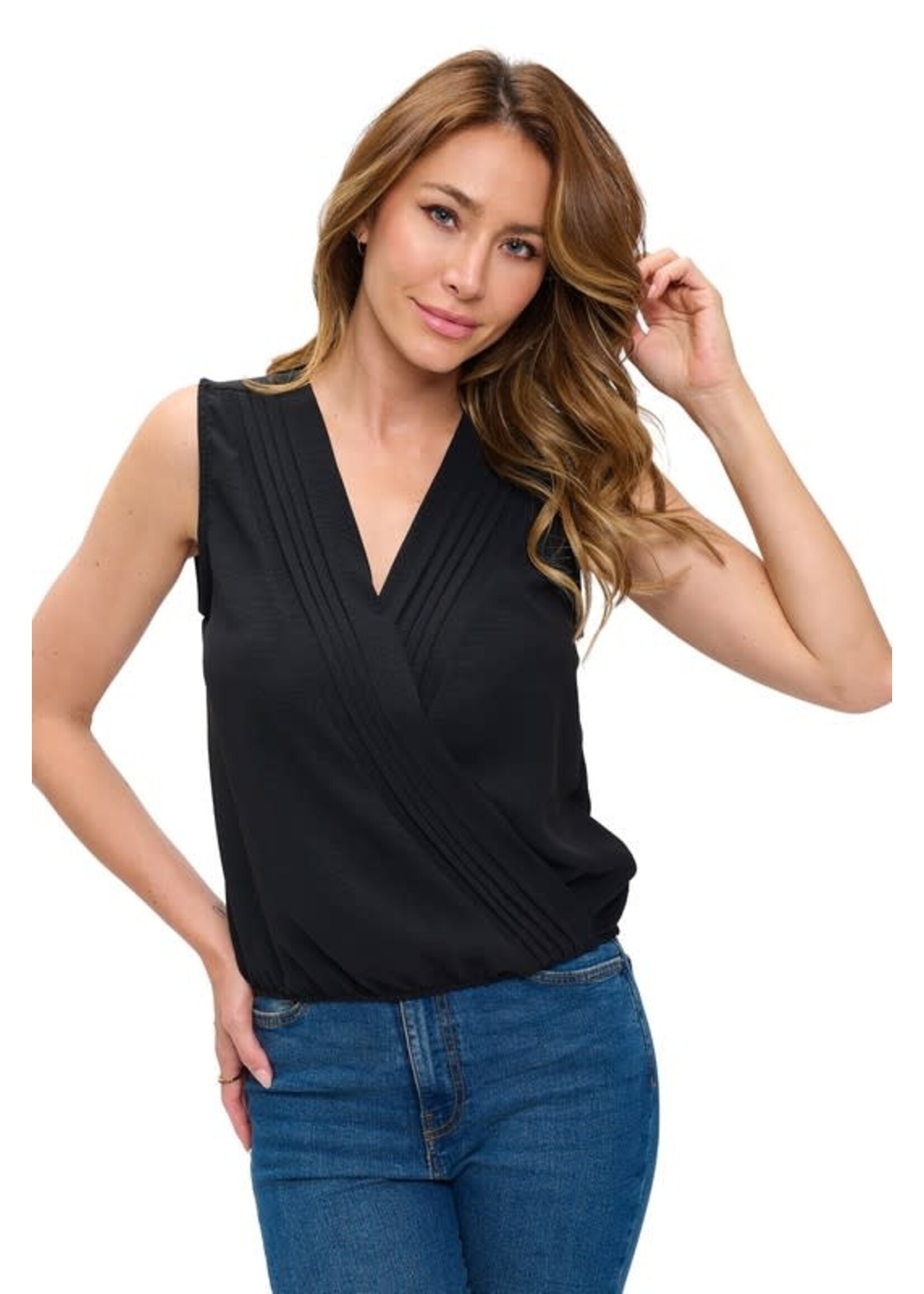 BLACK PLEATED TOP
