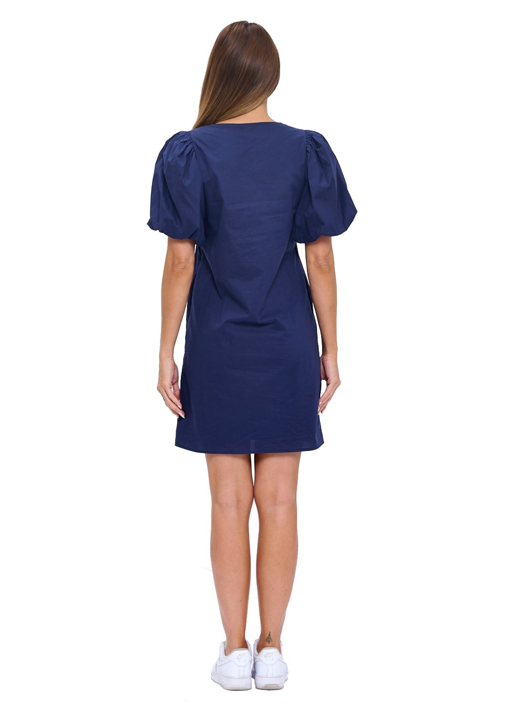 NAVY  PUFF SLEEVE SHIFT DRESS