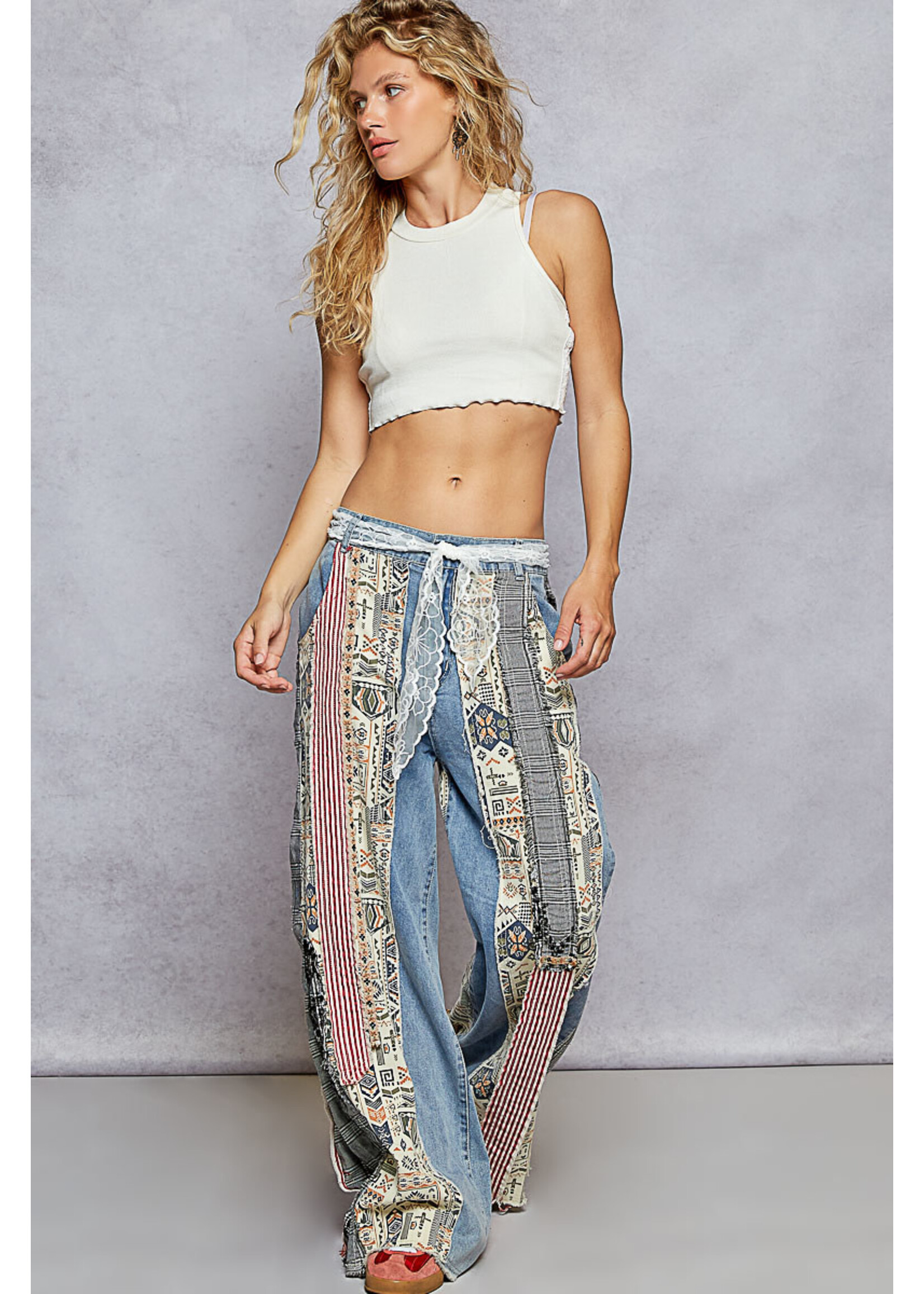 DENIM PATCHWORK PANT