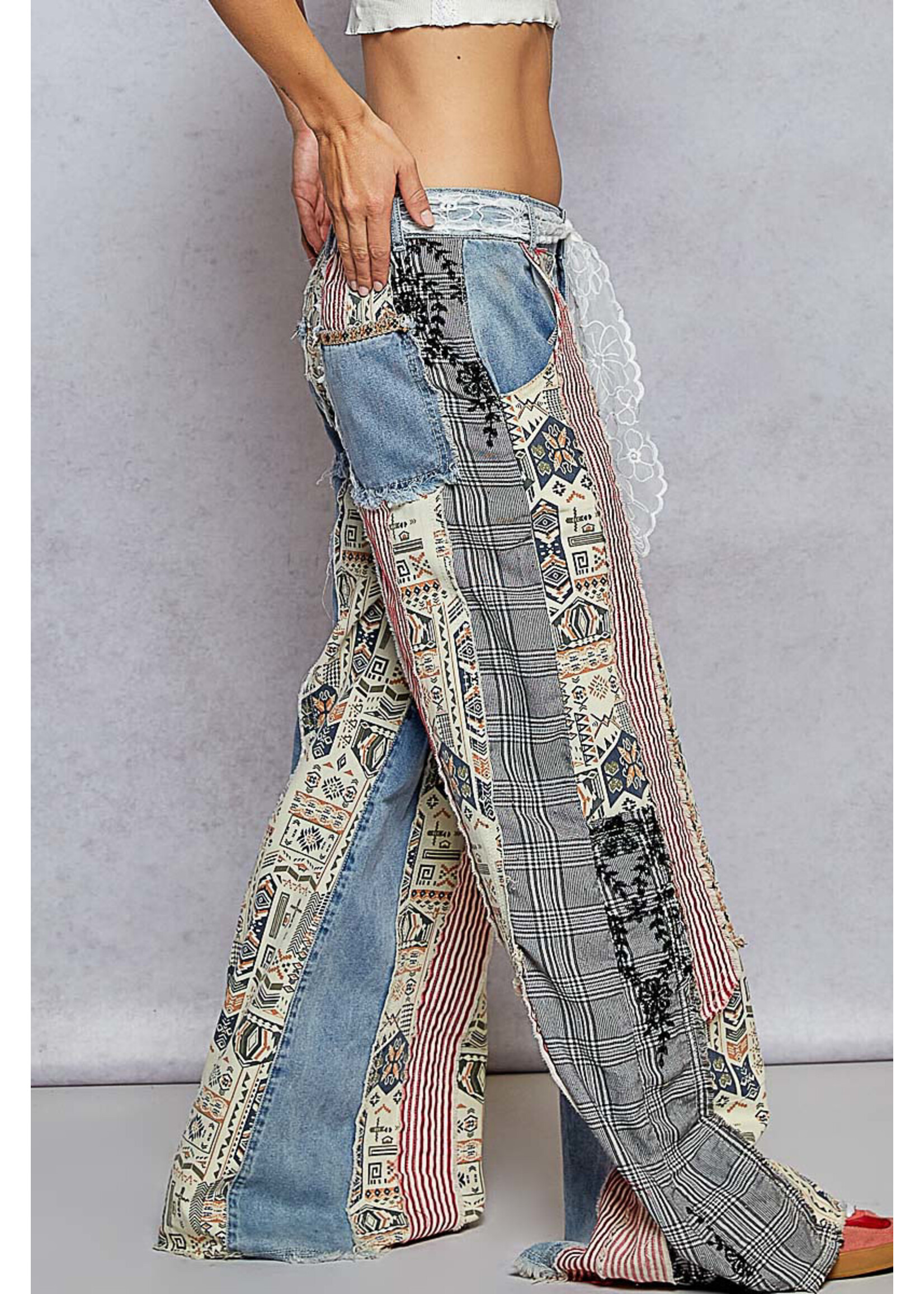 DENIM PATCHWORK PANT